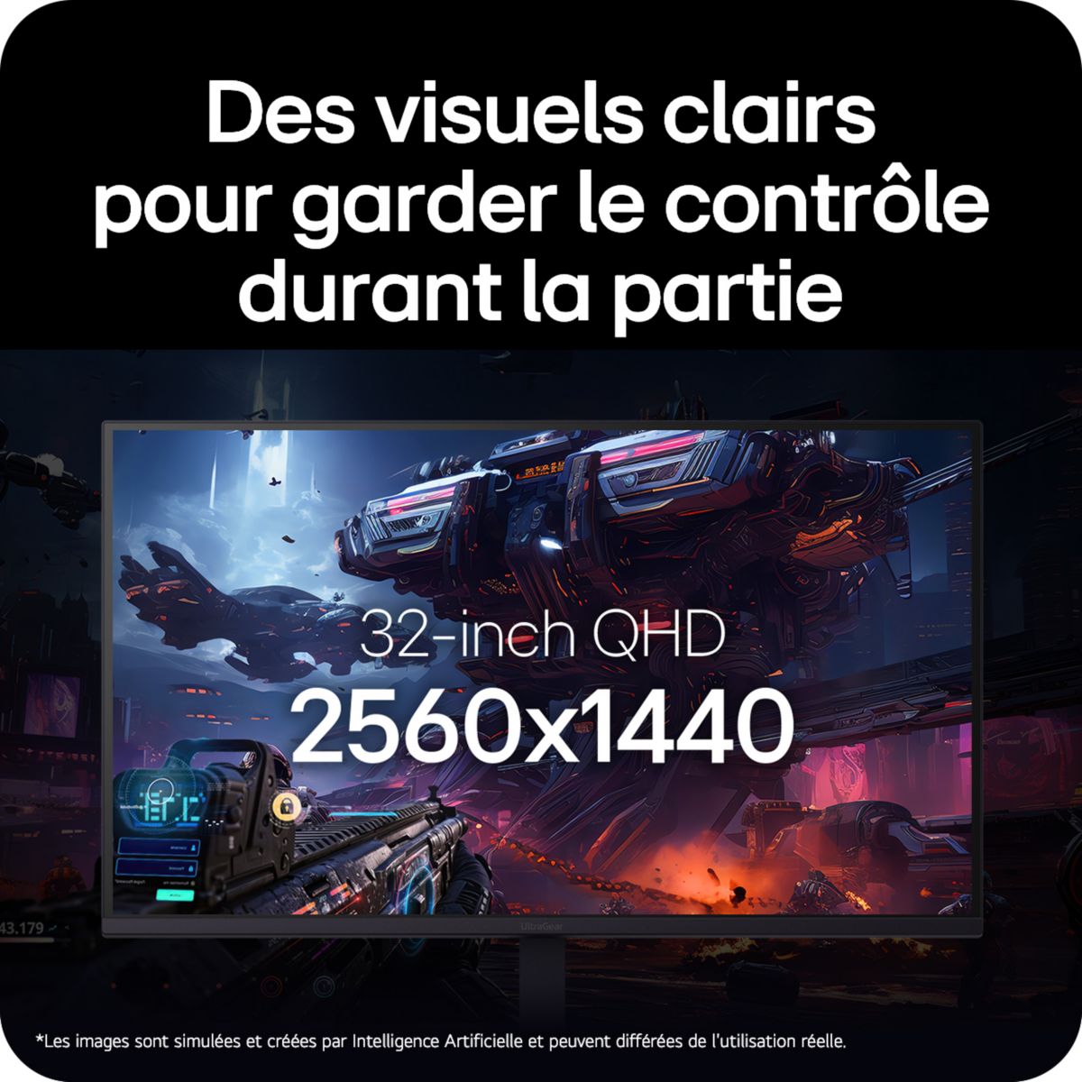 Ecran PC Gamer UltraGear 32G620B 32'' QHD 200Hz IPS 1 ms HDR couleur unique, LG