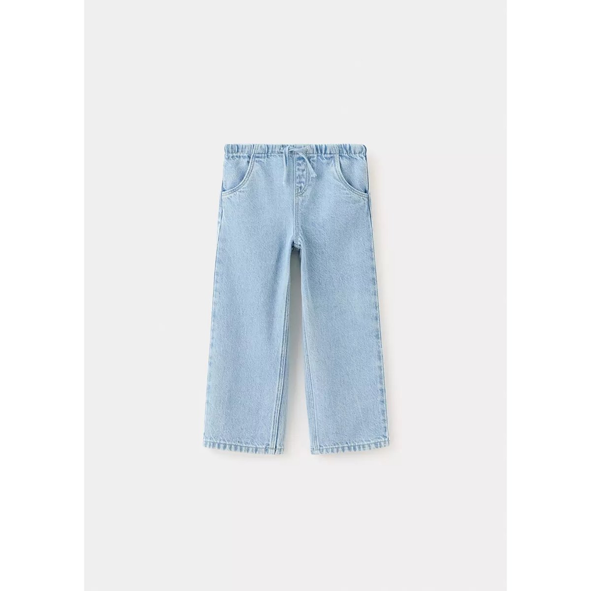 Jean droit à taille élastique bleu moyen, MANGO BABY