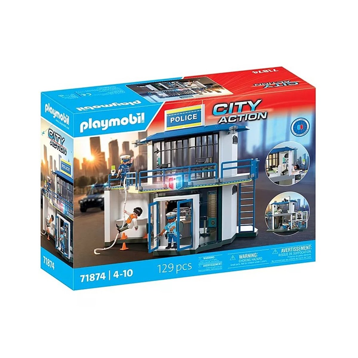 City Action Poste de police avec salle de recherche multicolore, PLAYMOBIL