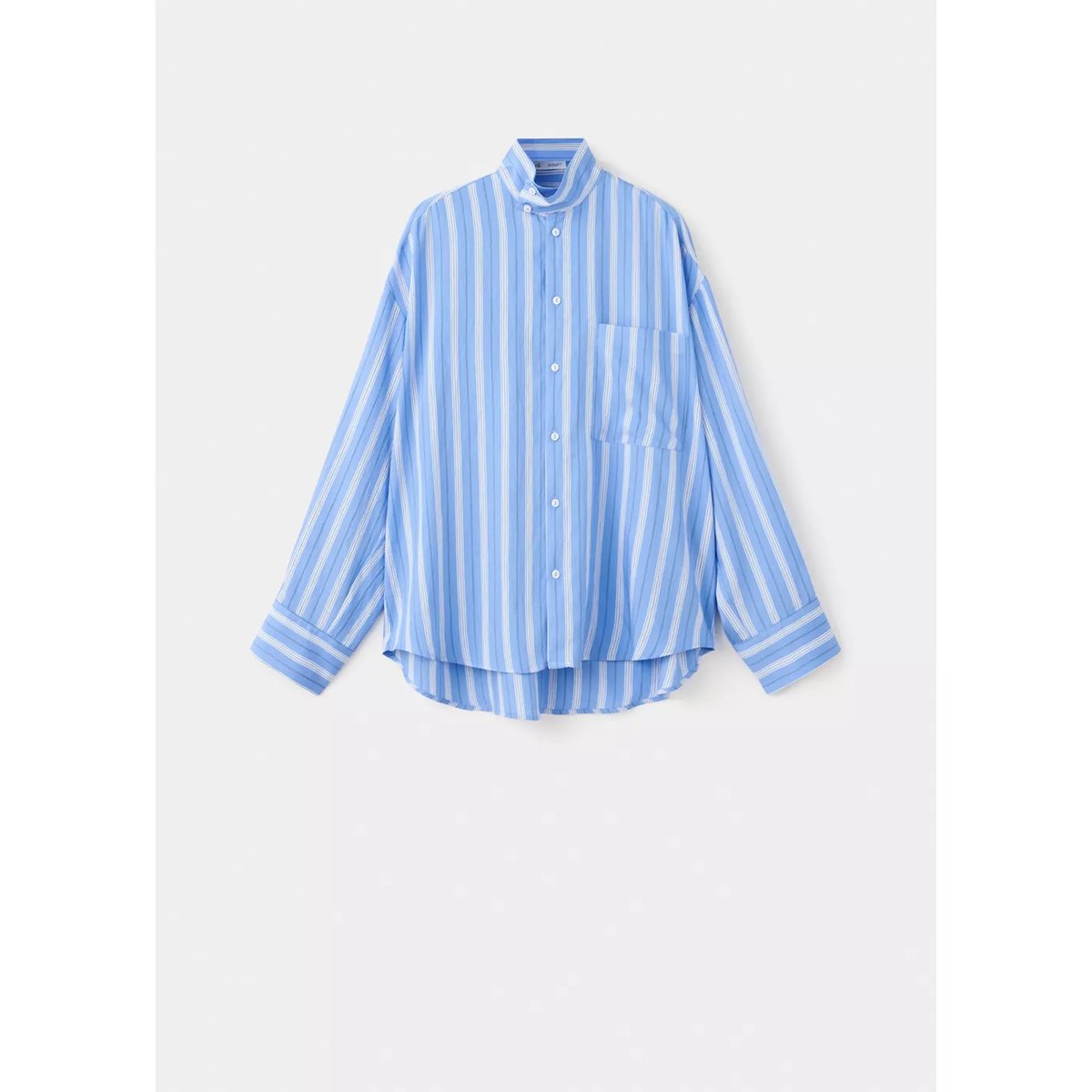 Chemise à rayures col montant bleu, MANGO