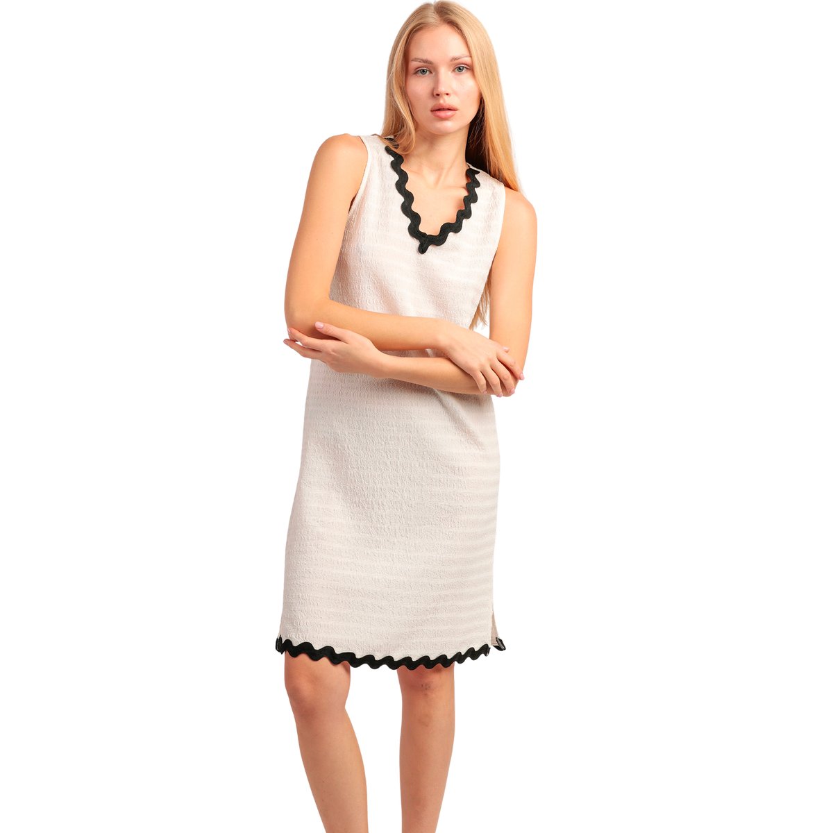 Chemise de nuit sans manches Luxe Waves ivoire, ADMAS