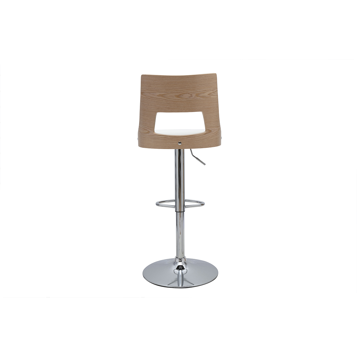 Tabouret de bar réglable pivotants 360° blanc et bois clair GARBO blanc, MILIBOO
