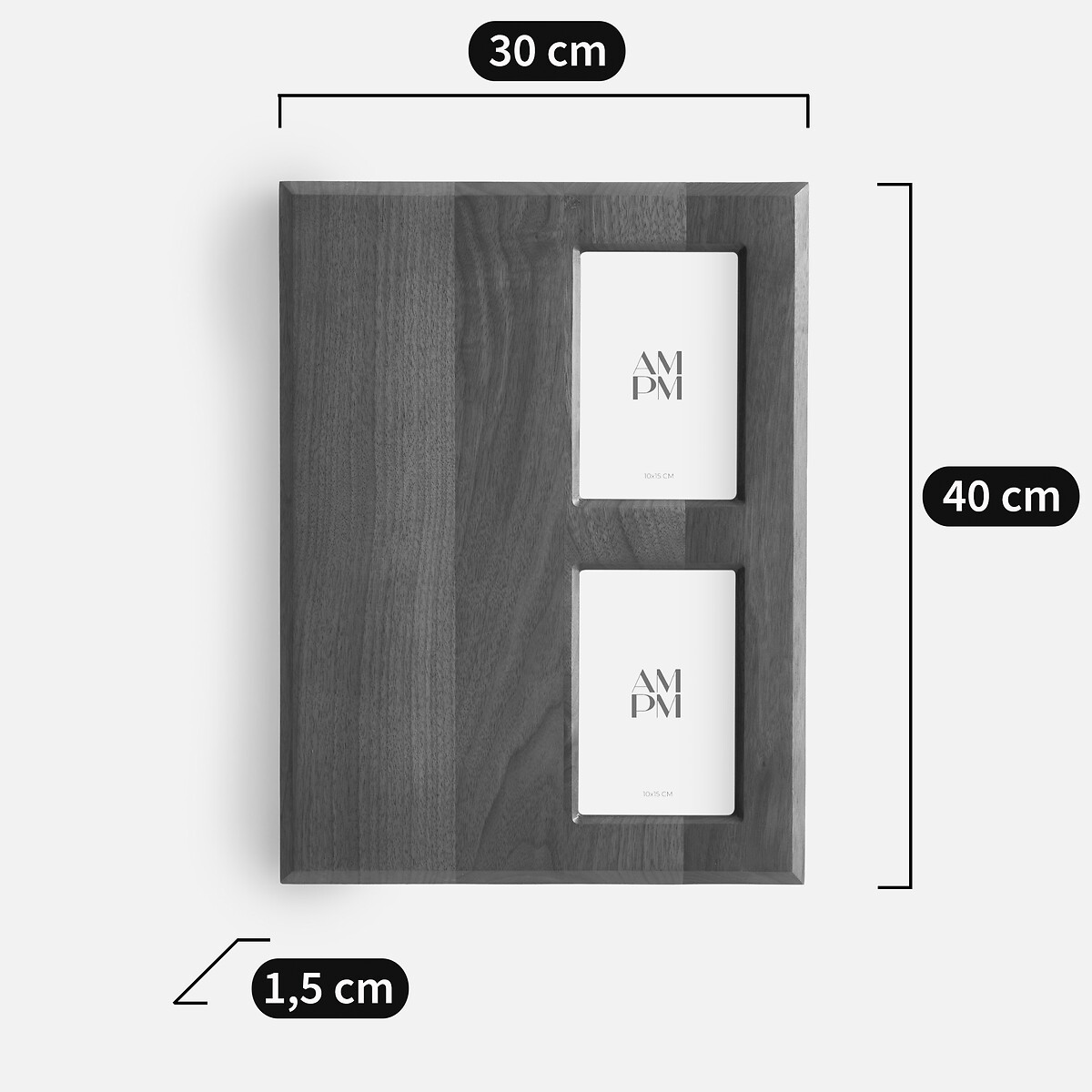 Dalta Solid Walnut Double Photo Frame walnut, AM.PM