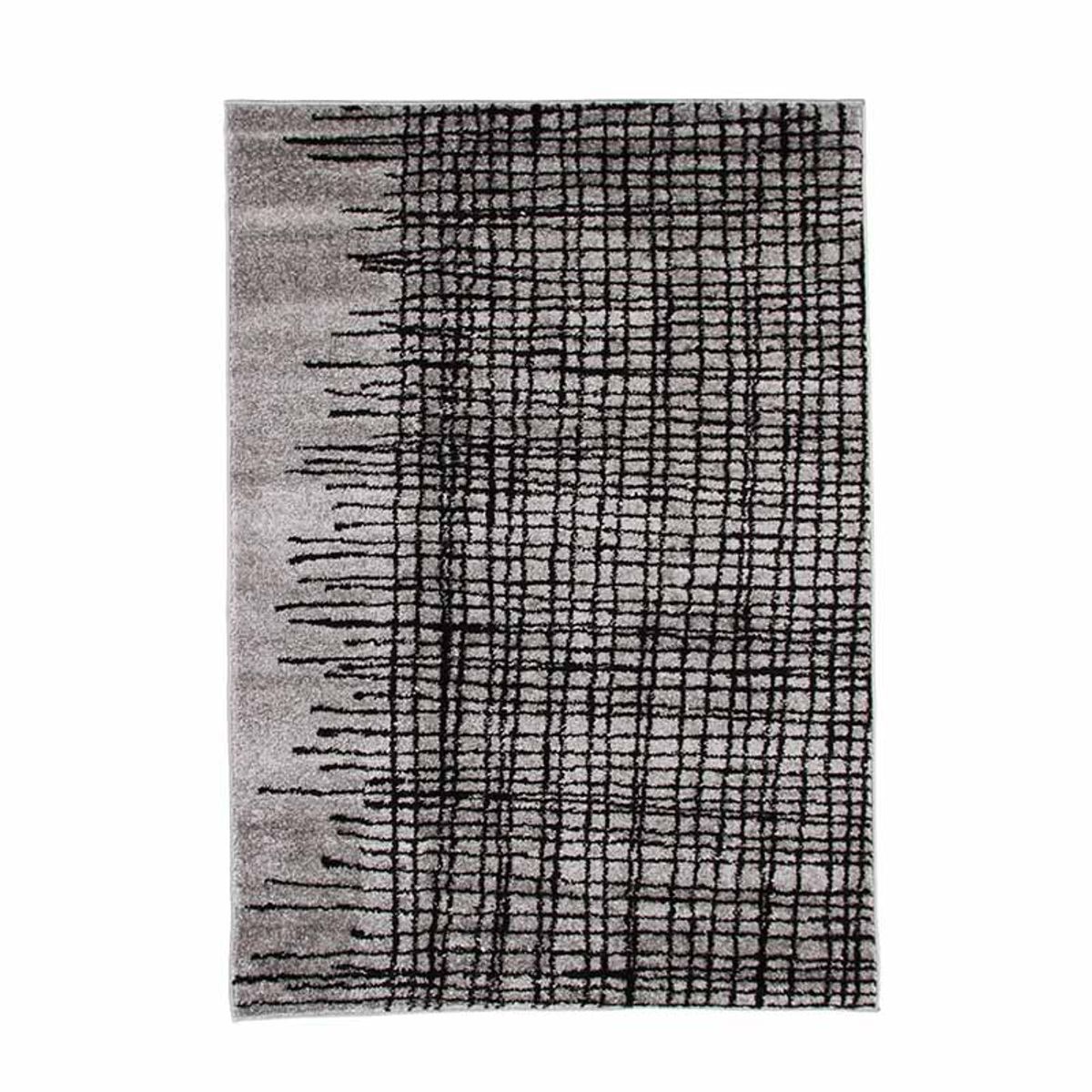 Tapis poils courts imprimé lignes croisées  ABSTRACT gris, THE DECO FACTORY