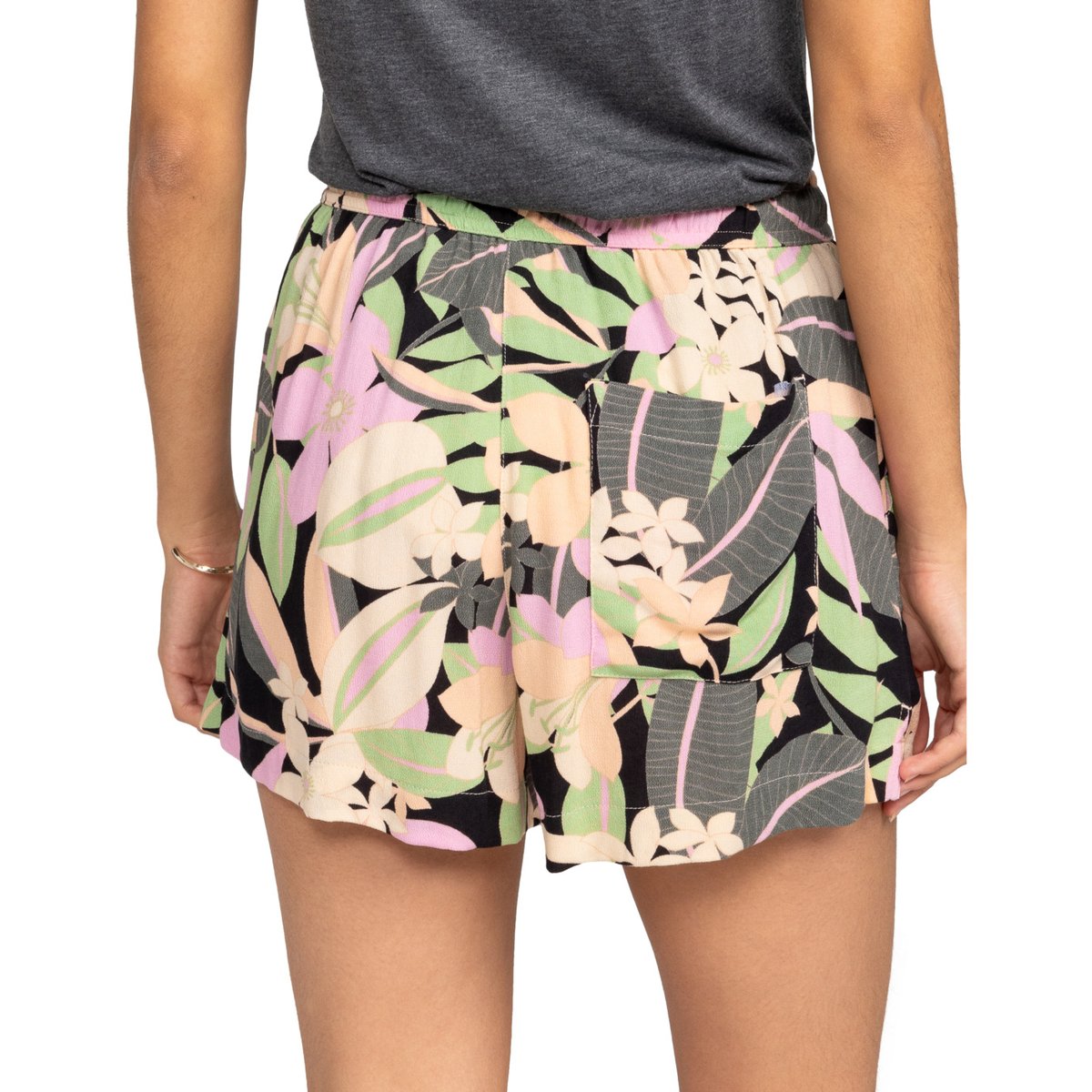 Short de plage taille élastique LEKEITIO BREAK. noir anthracite palm song, ROXY