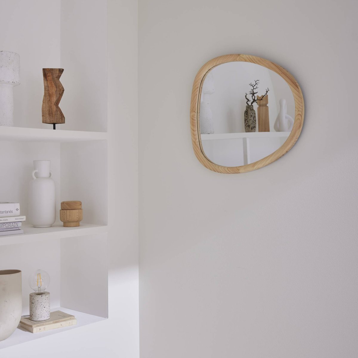 Miroir organique bois de sapin 55cm CHARLIE naturel, SWEEEK