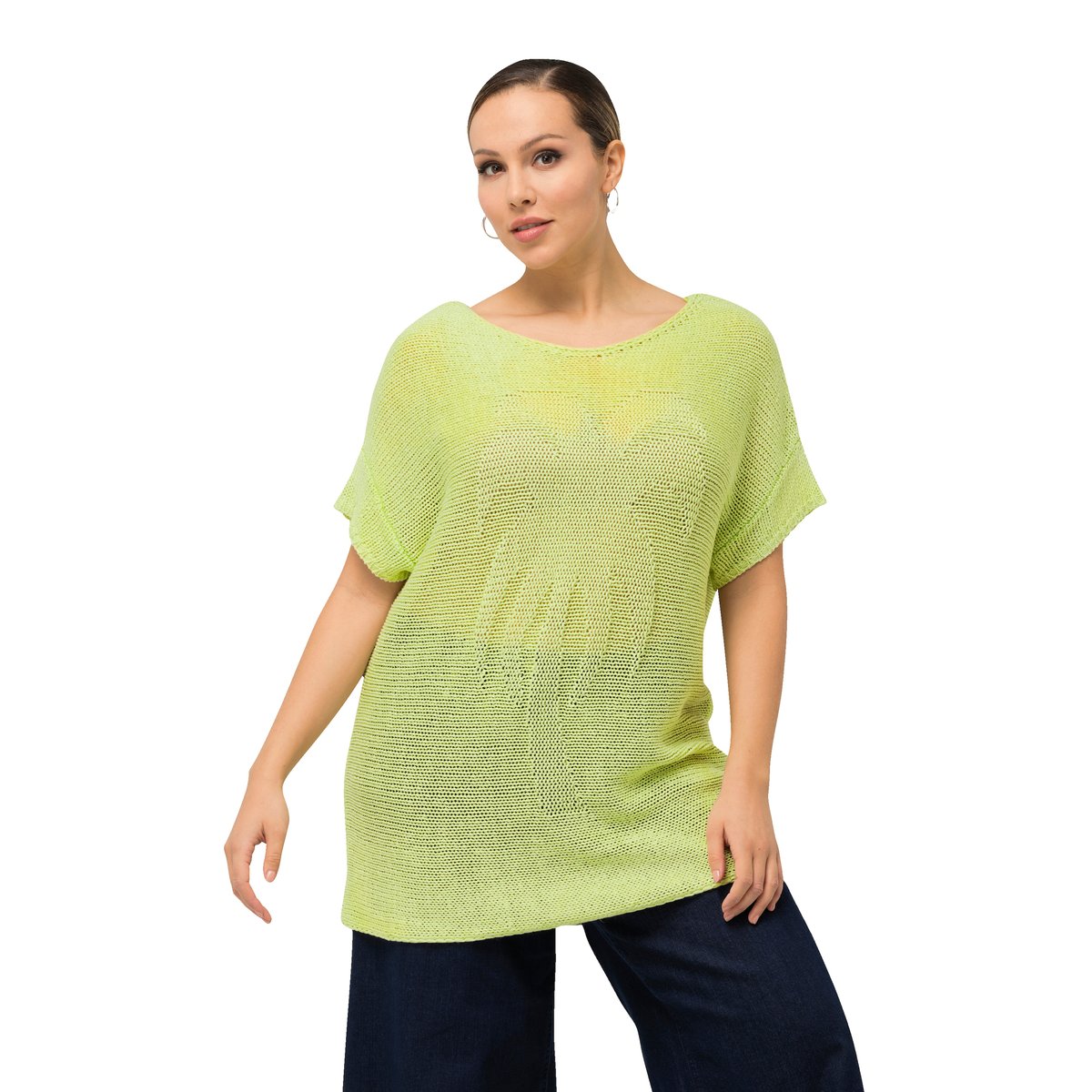 Pull oversized à imprimé palmiers vert clair, ULLA POPKEN