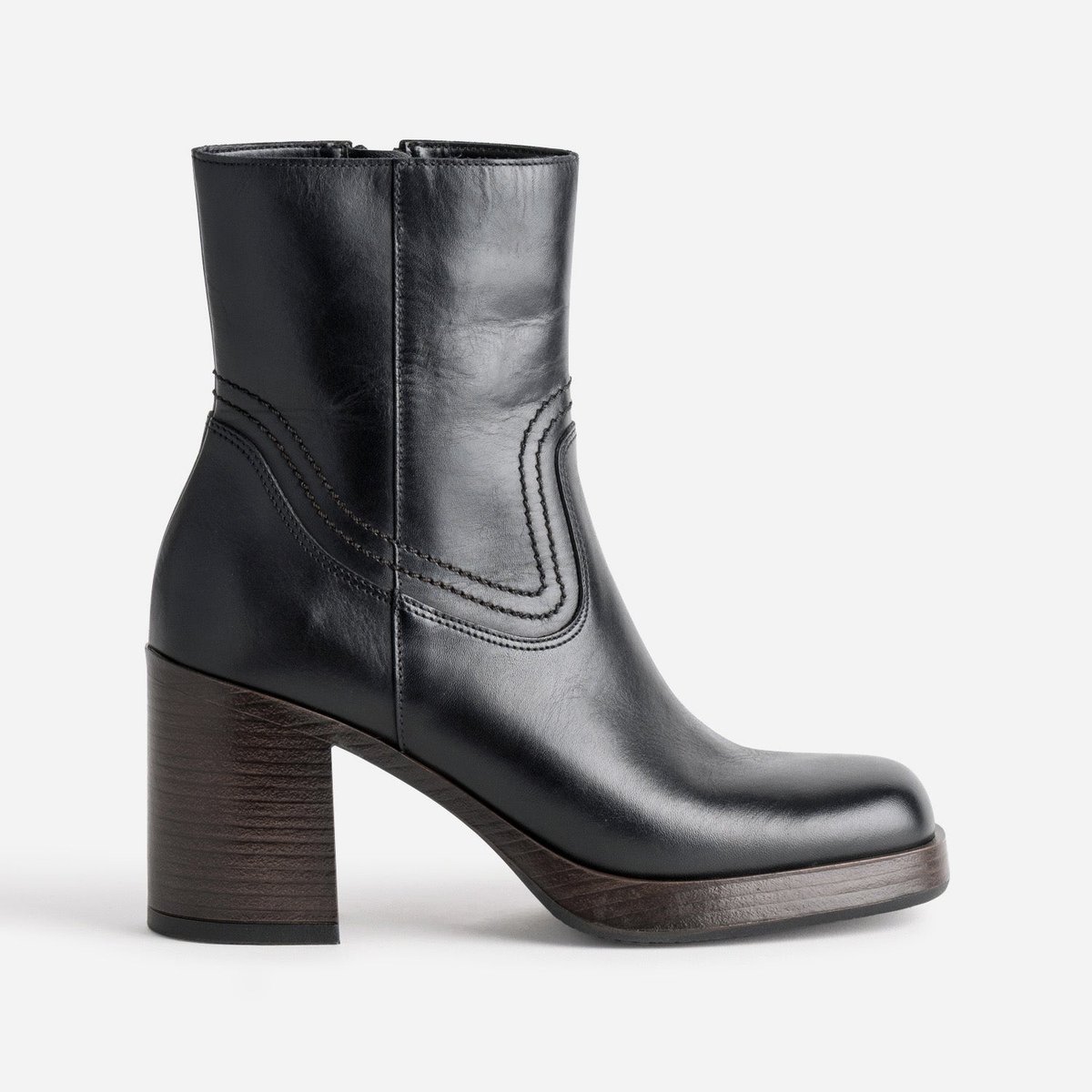 Boots À Talon en cuir CELIA noir, ERAM