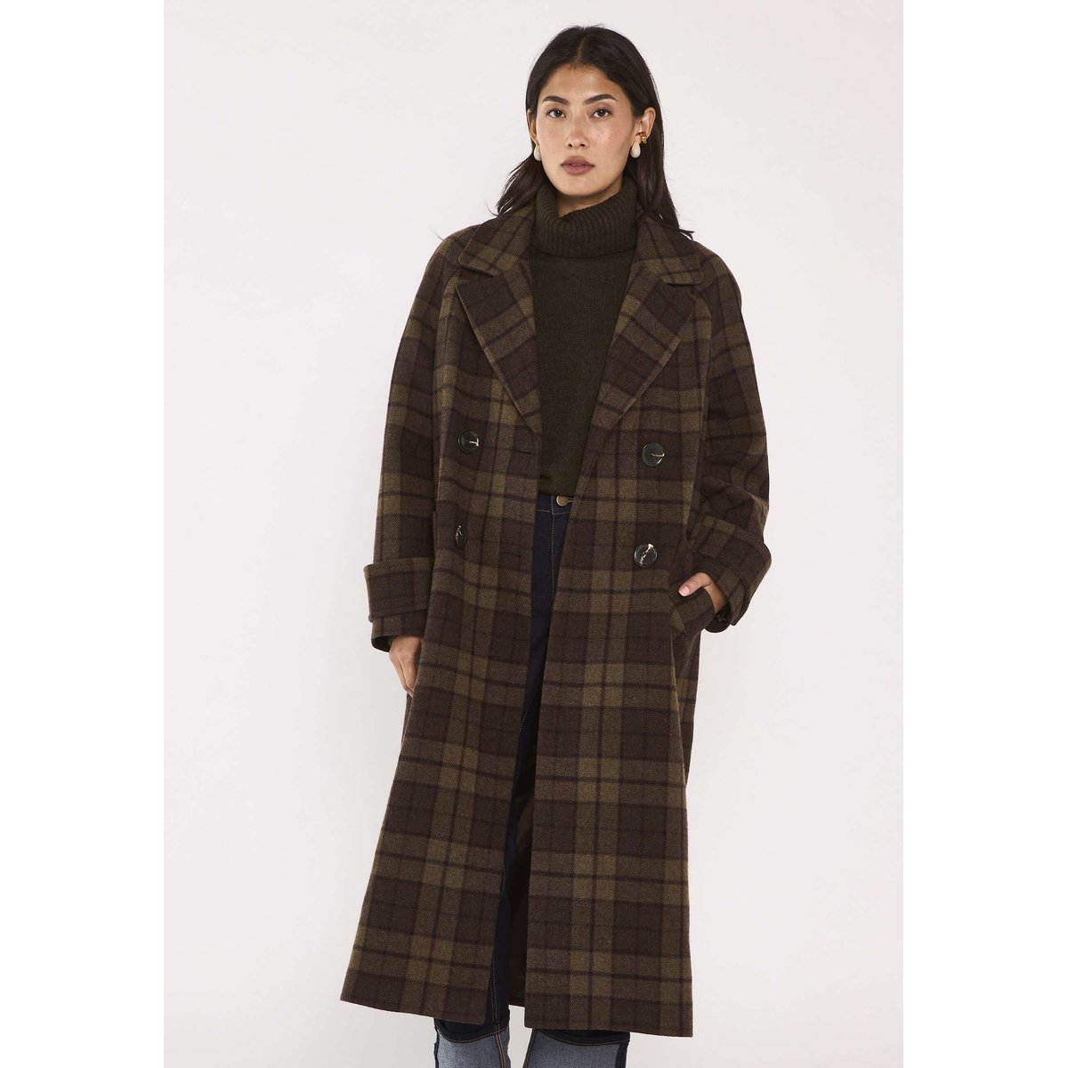 Manteau à carreaux laine mélangée DAREN sauge, Maison 123