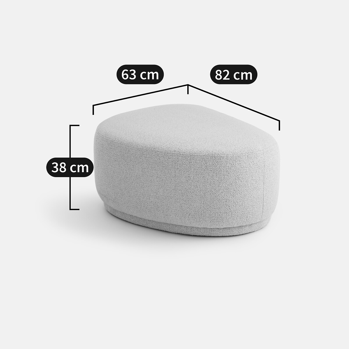 Pouf triangle XL, en tissu texturé, TRENTO ecru, LA REDOUTE INTERIEURS