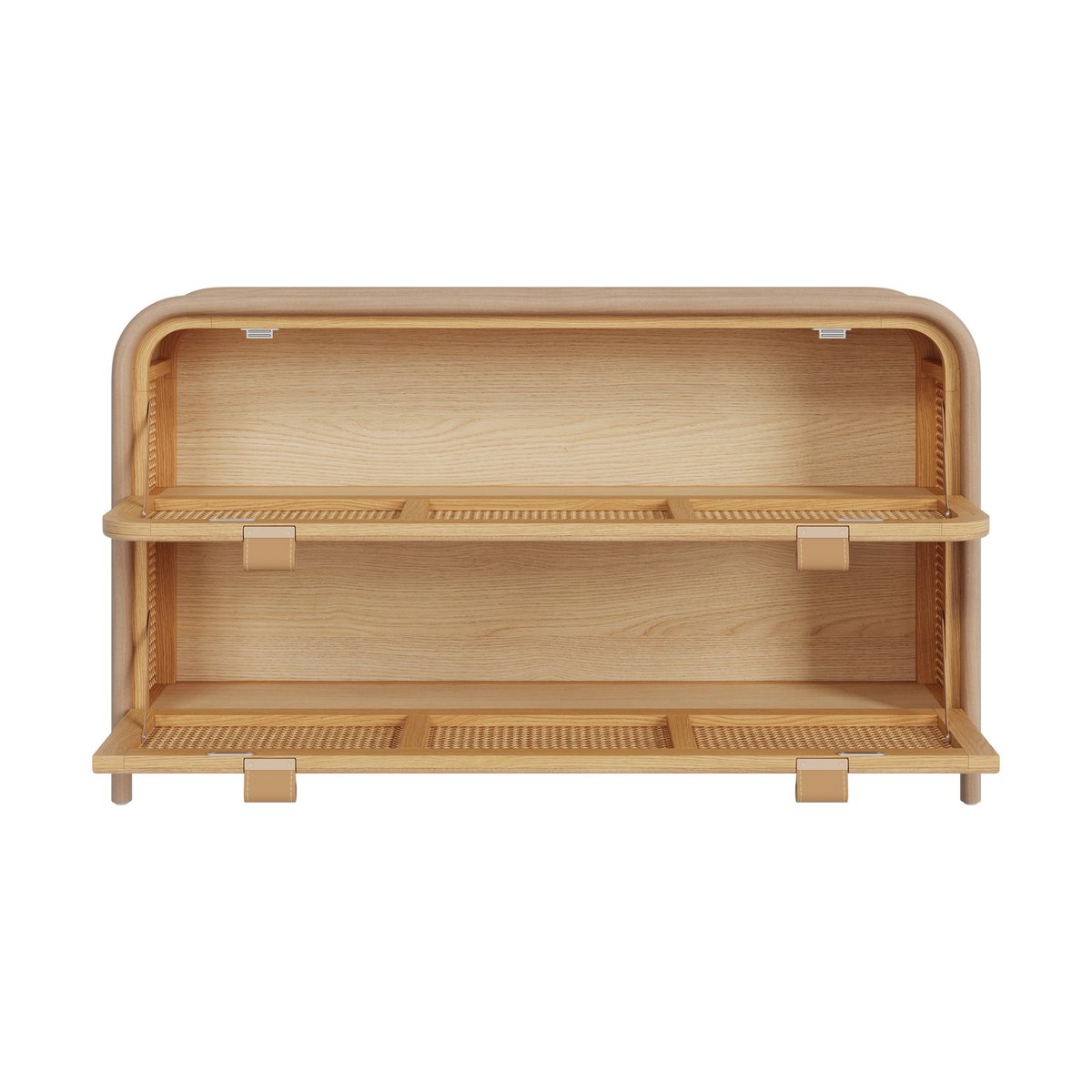 Commode en rotin massif, 2 portes abattantes - ALATA marron clair, MAISON PAVANE