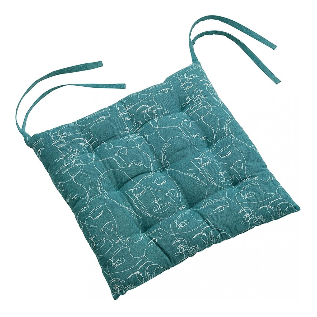 Galette de chaise matelassee Nymphea bleu, EDEN