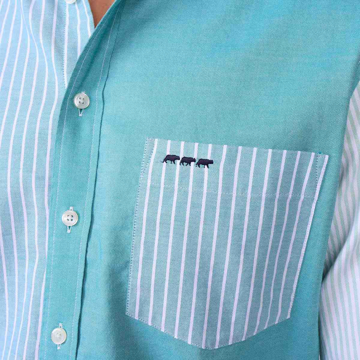 Chemise patch Oxford bleu mineral, MISE AU GREEN