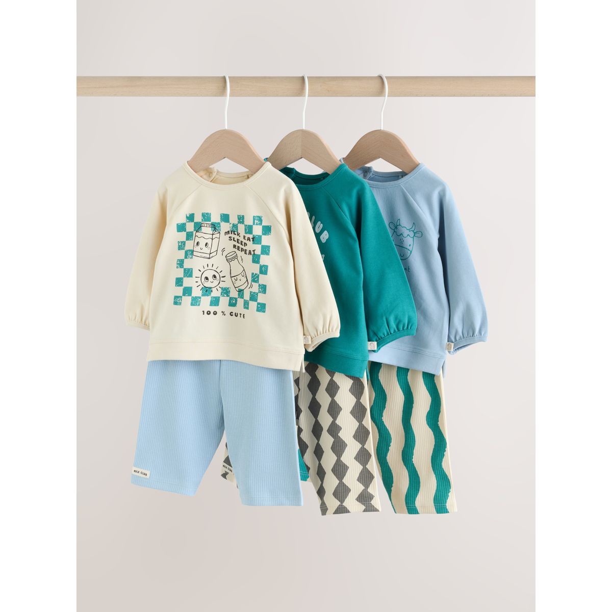 Legging et haut bébé, 6 pièces club du lait bleu/vert, NEXT