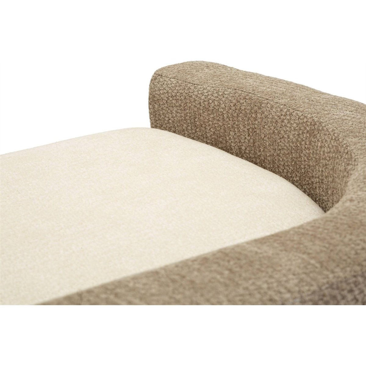 Banc dossier enveloppant en bouclette MODERN marron et beige, RECOLLECTION