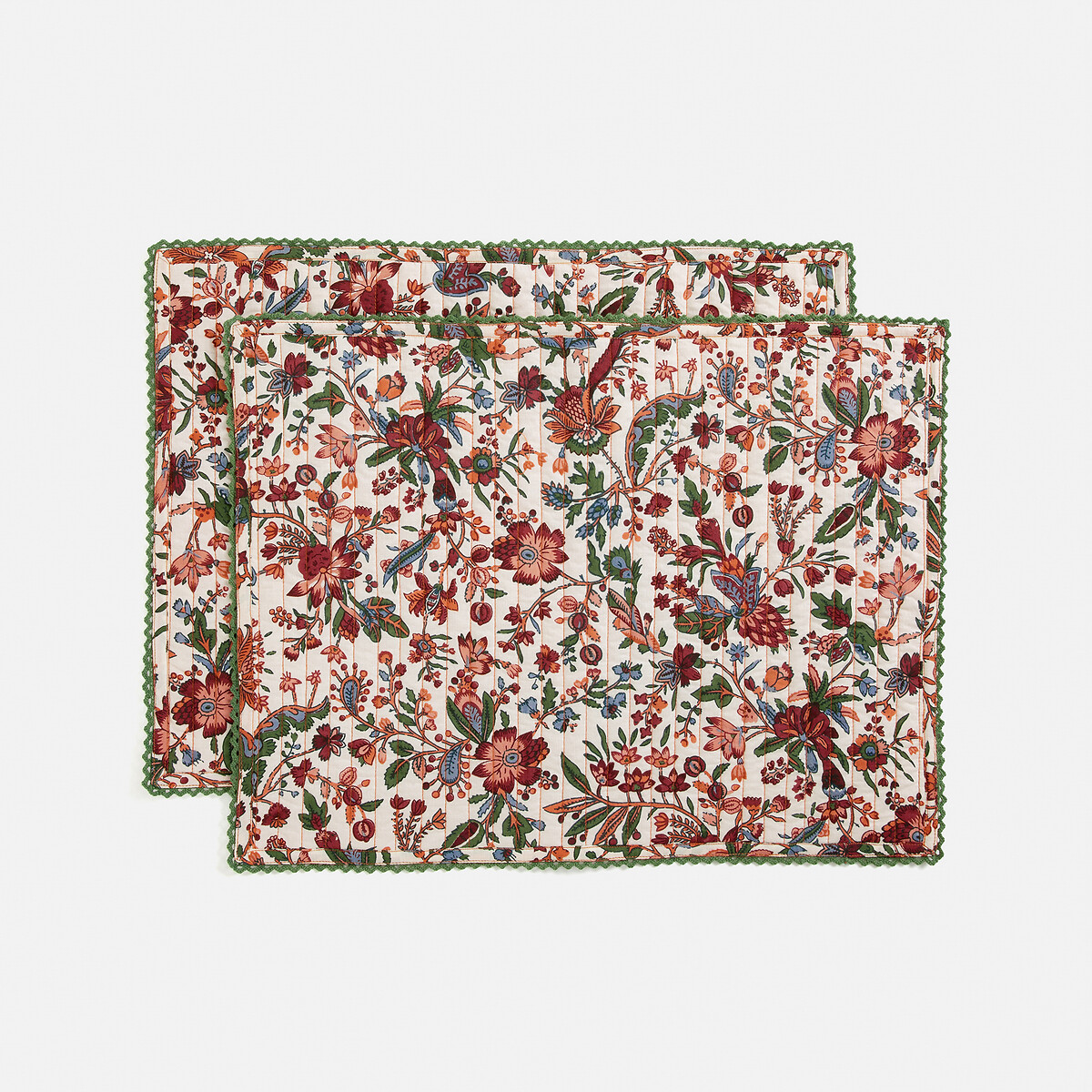 Lot de 2 sets de table en voile de coton, Kali imprimé fond écru, LA REDOUTE INTERIEURS