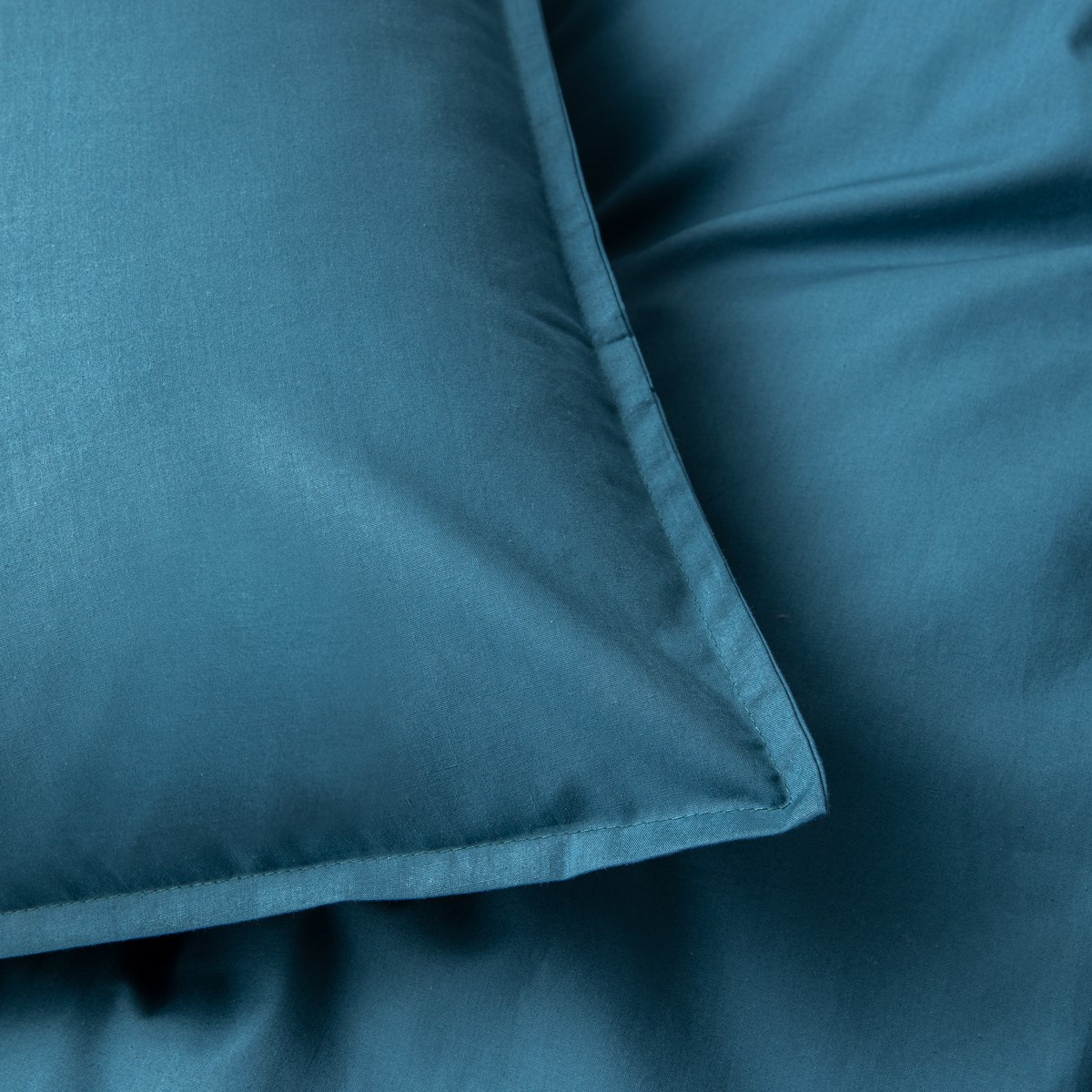 Parure de lit en percale de coton 120 fils- Taies carrées bleu, COTTON & CO