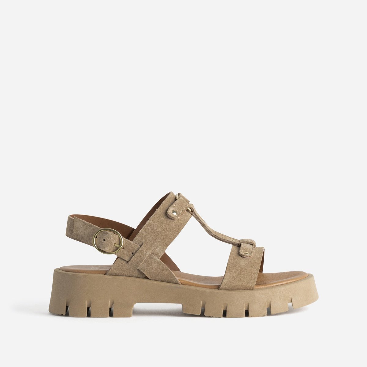 Sandale Plate en cuir NASSILA beige, TEXTO