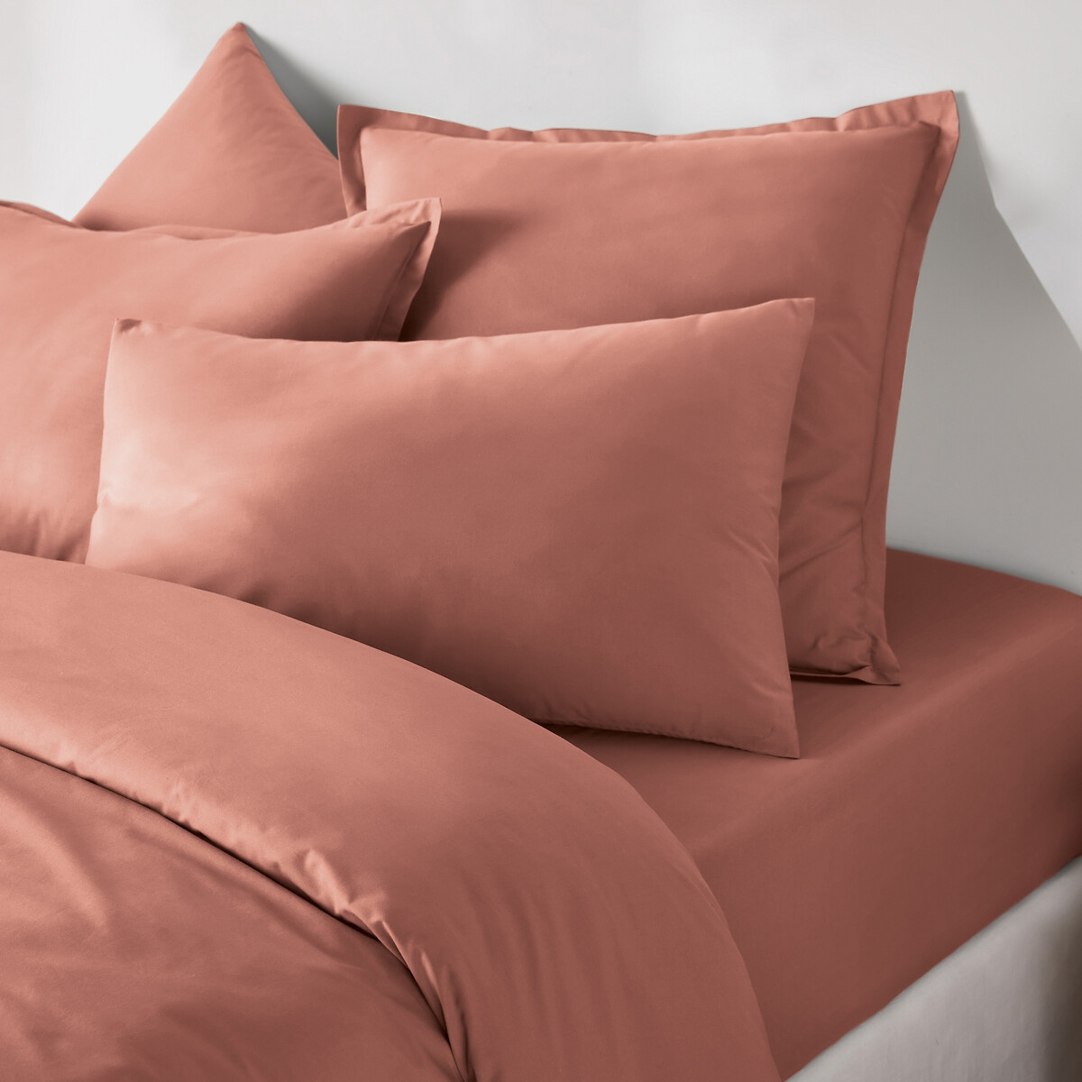 Taie d'oreiller unie en percale de coton, 80 fils, Scenario argile rose, LA REDOUTE INTERIEURS