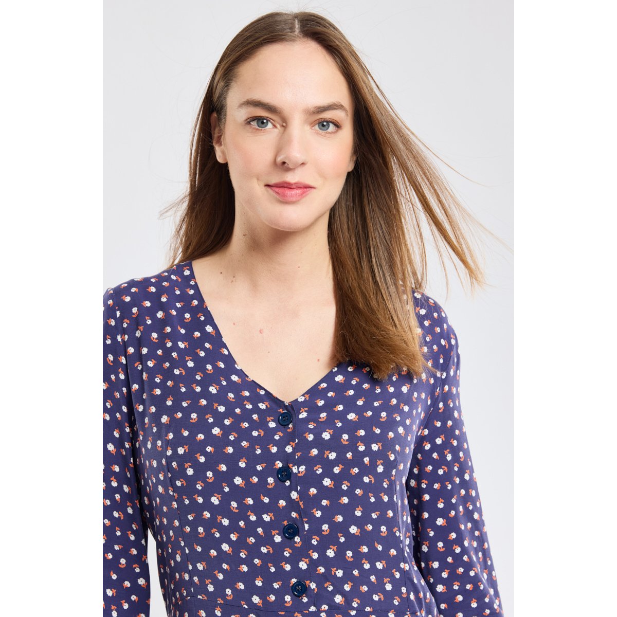 Robe fleurie en cupro imprimé sagina, ARMOR-LUX