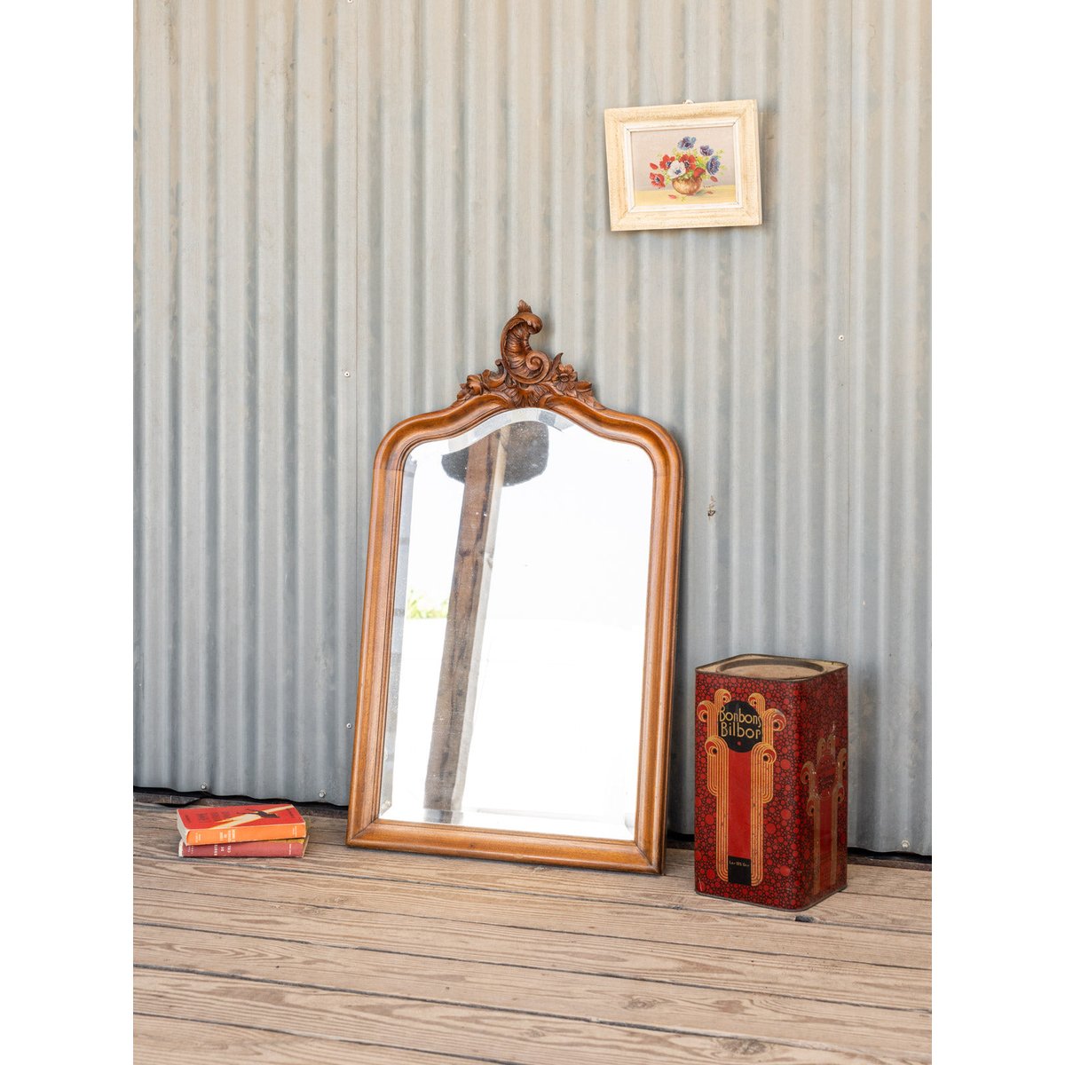 Miroir en bois Georges N°1326 - Bon état bois foncé, DEBONGOUT