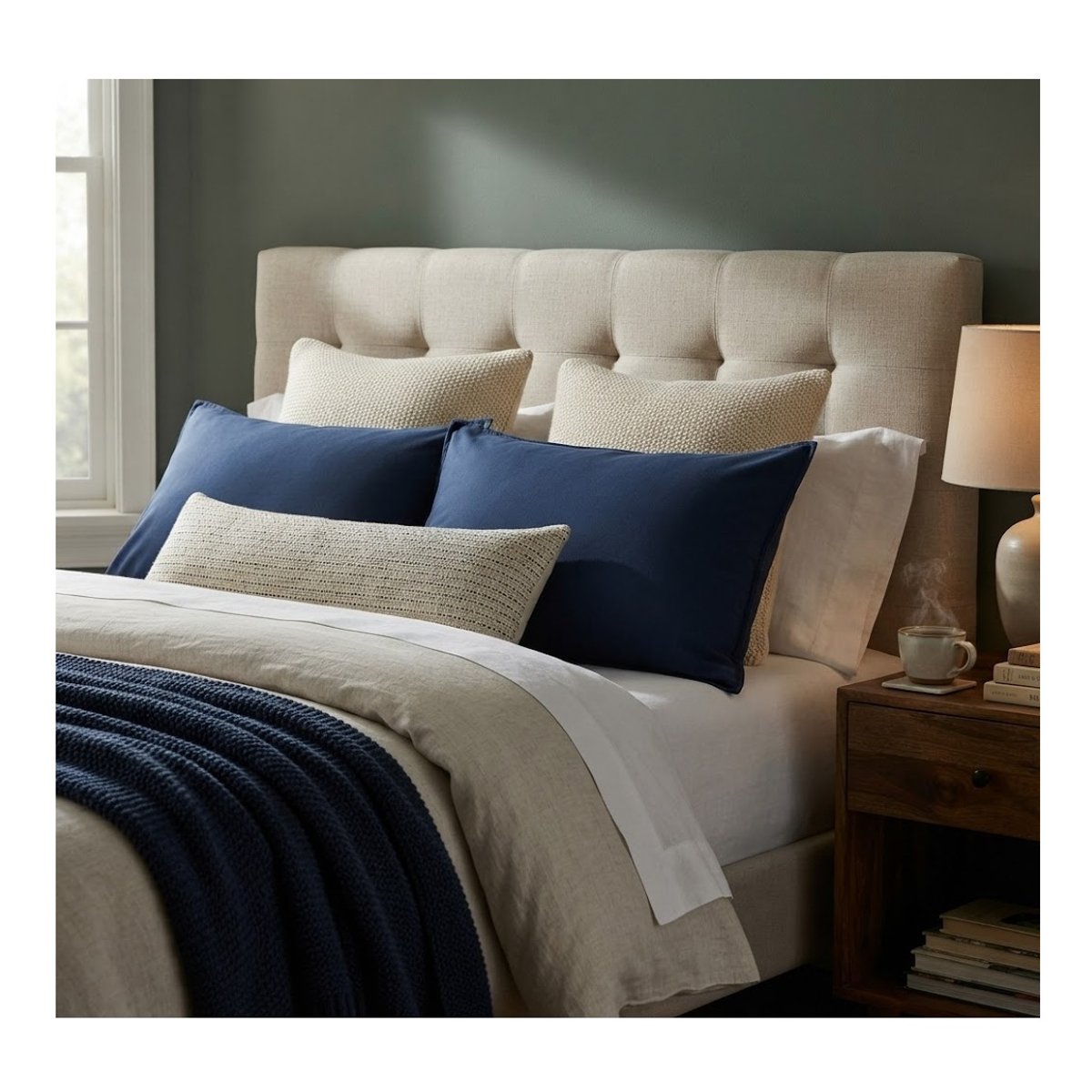 1 Taie d'oreiller coton uni Alice bleu, EDEN