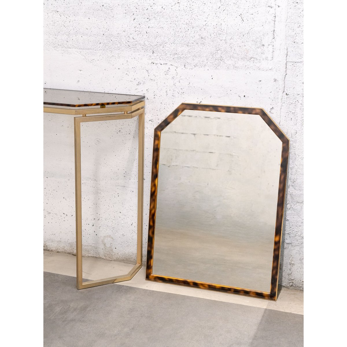 Console coiffeuse avec miroir imitation écaille de tortue Louise N°318 - Bon état miroir, DEBONGOUT