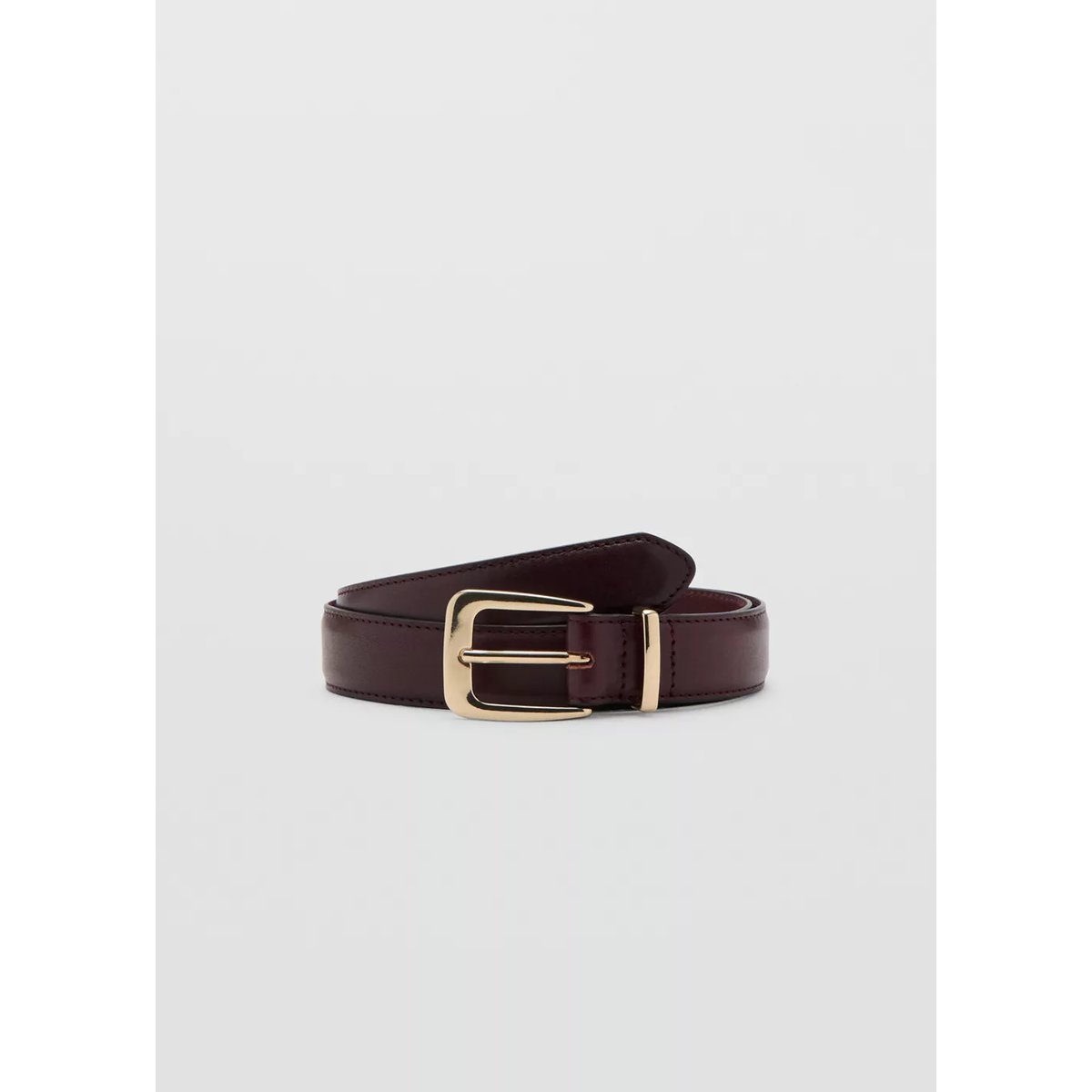 Ceinture 100 % cuir bovin bordeaux, MANGO