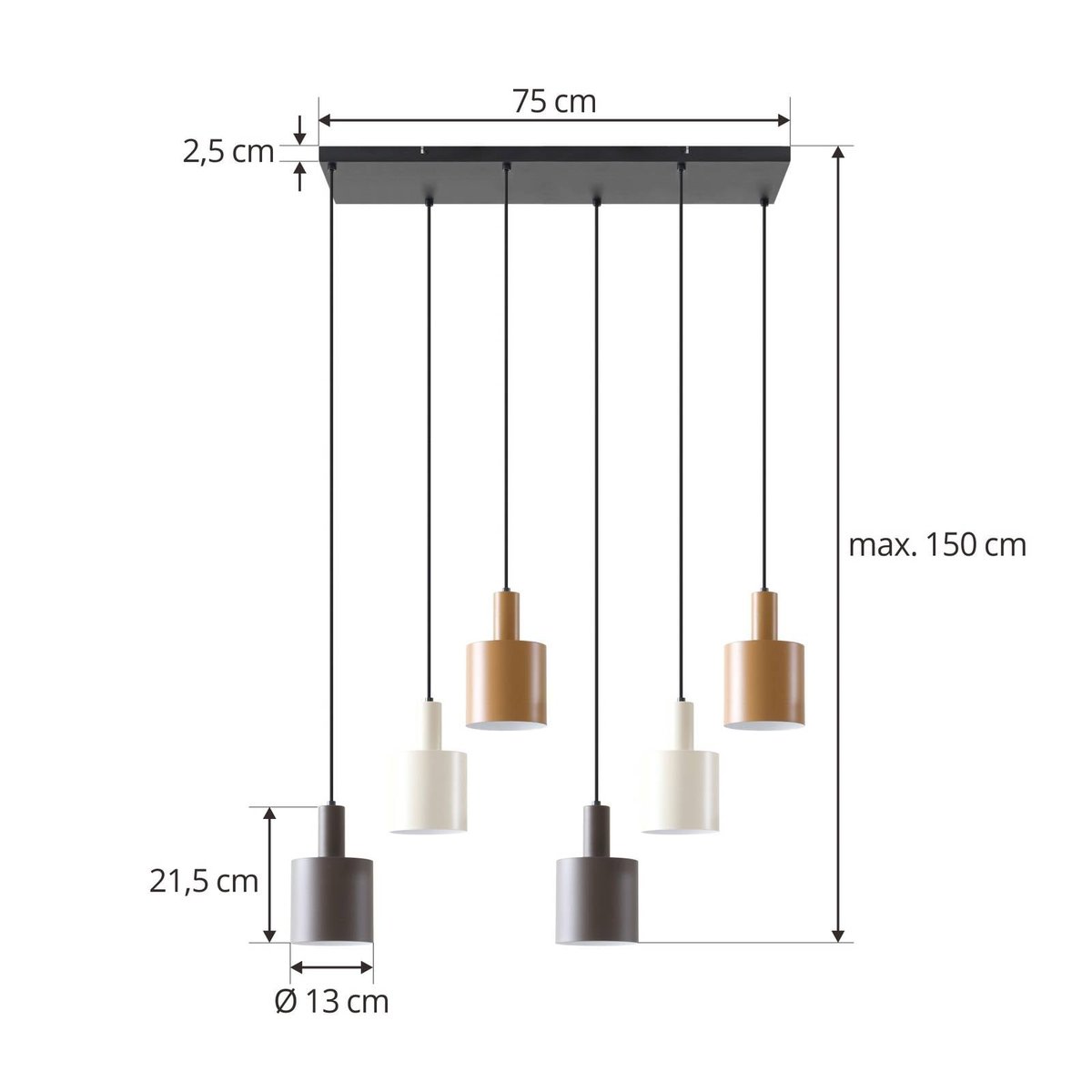Suspension en métal moderne, Ovelia marron foncé, marron café, beige, LINDBY