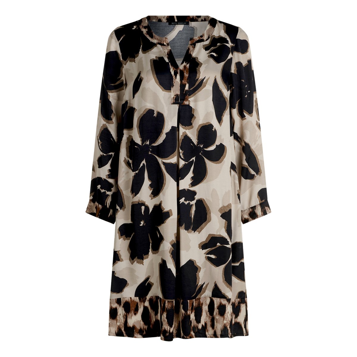 Robe tunique à manches longues beige/noir, BETTY BARCLAY