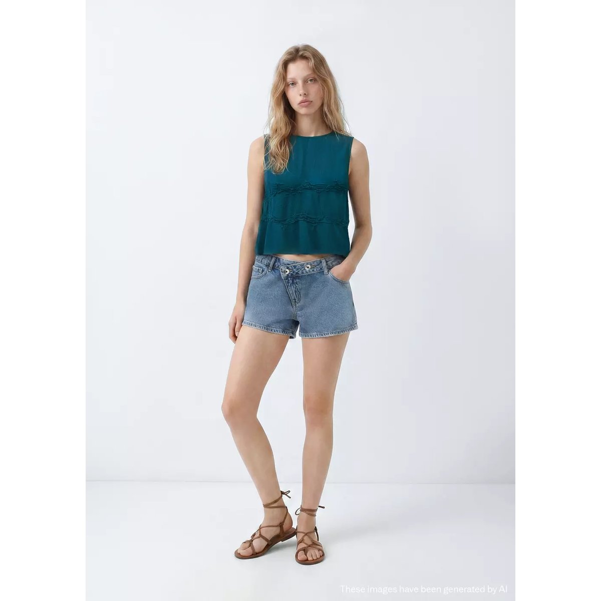 Top fluide détail froncé bleu, MANGO TEEN
