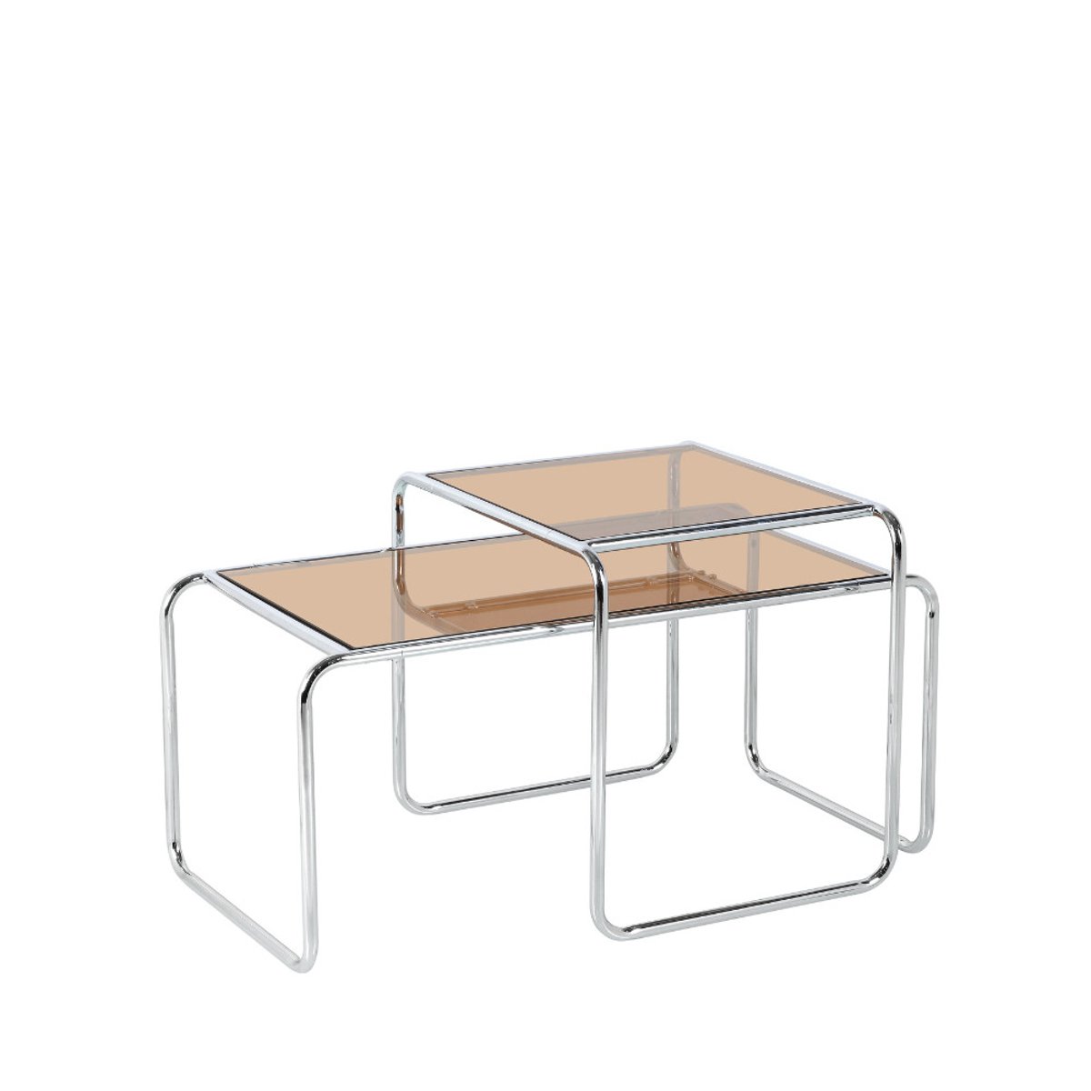 Table basse en verre pieds chrome- RIKA verre ambré, DRAWER