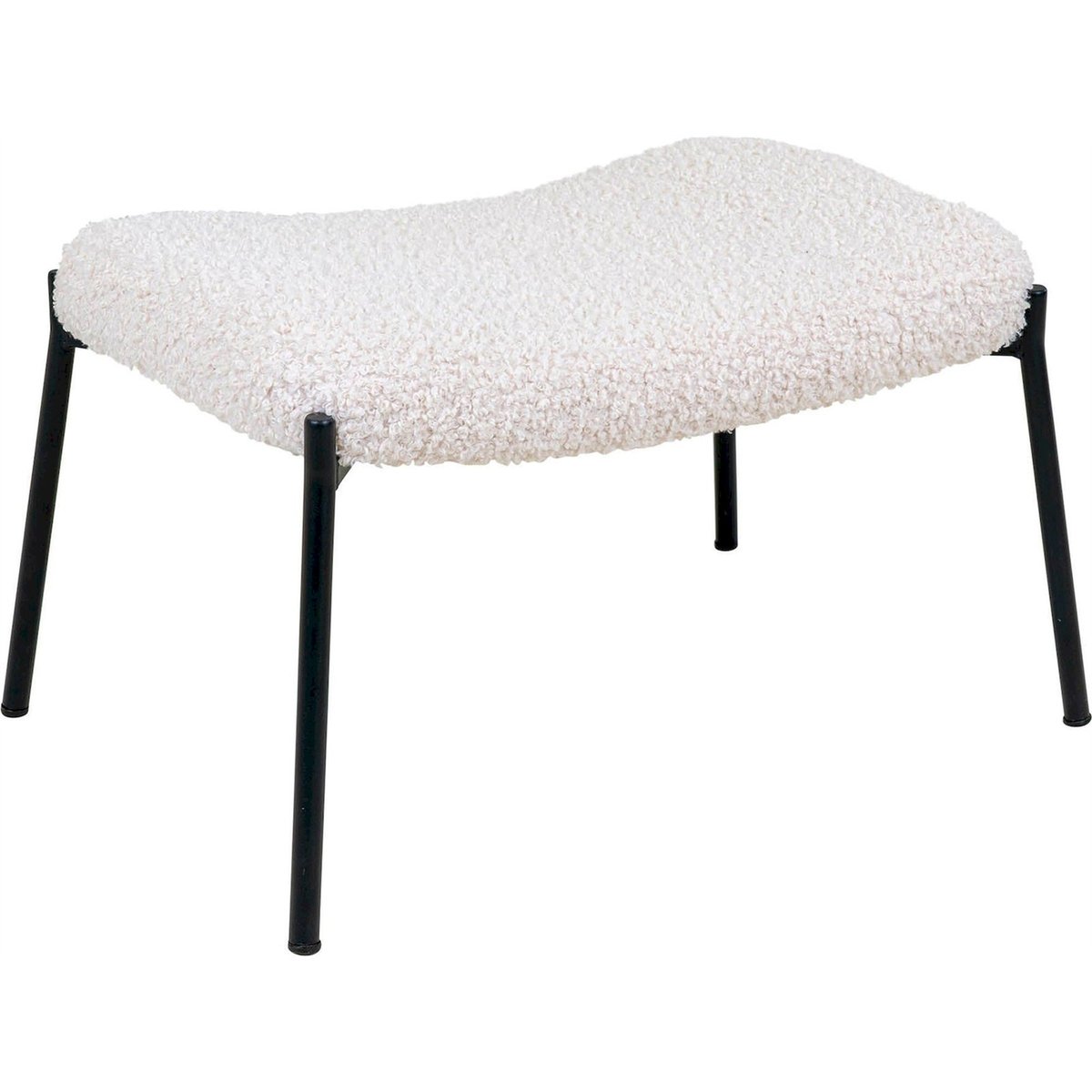Fauteuil à oreilles bouclette repose-pieds blanc bouclette et noir, RECOLLECTION
