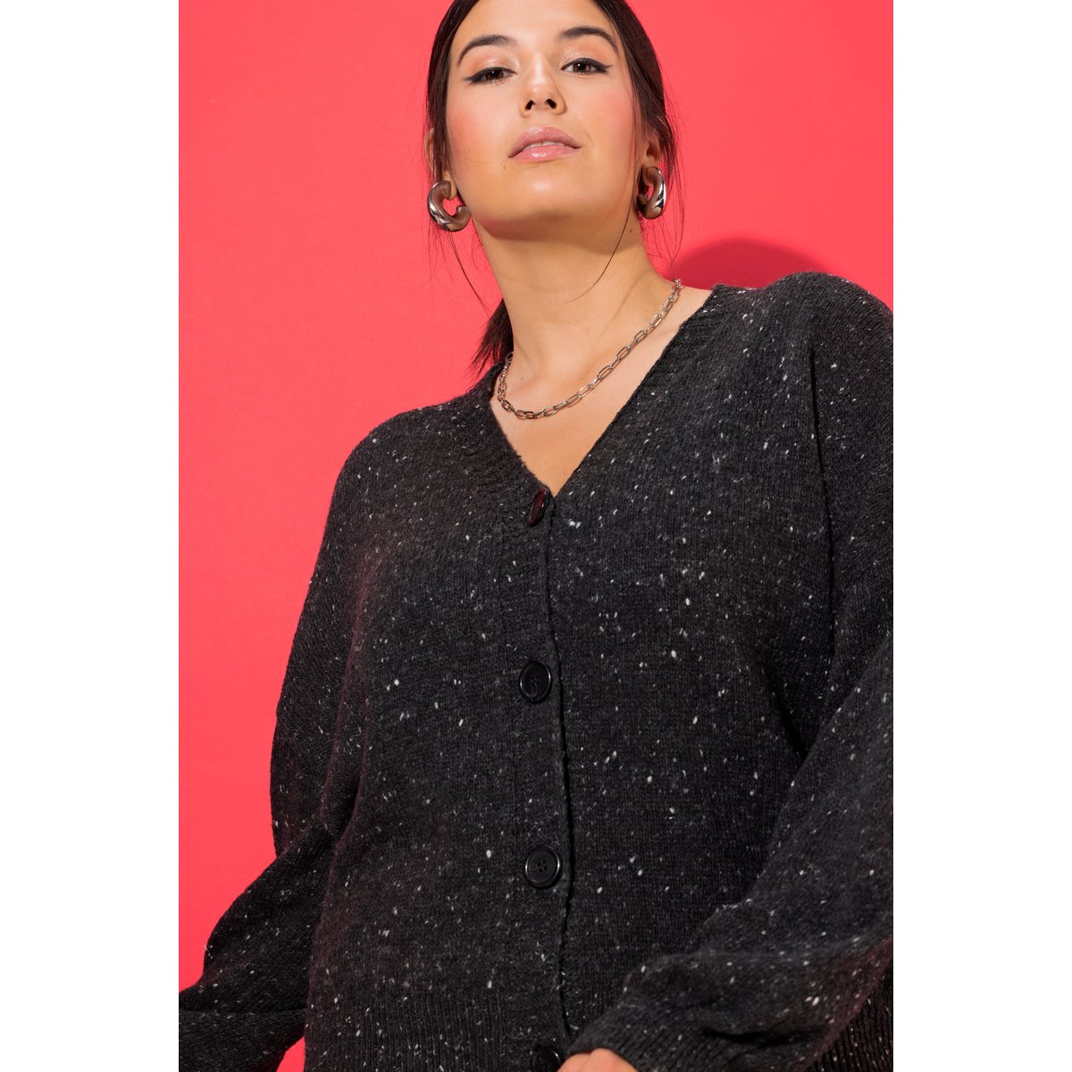 Cardigan oversize. Effet poivre et sel chiné anthracite, STUDIO UNTOLD