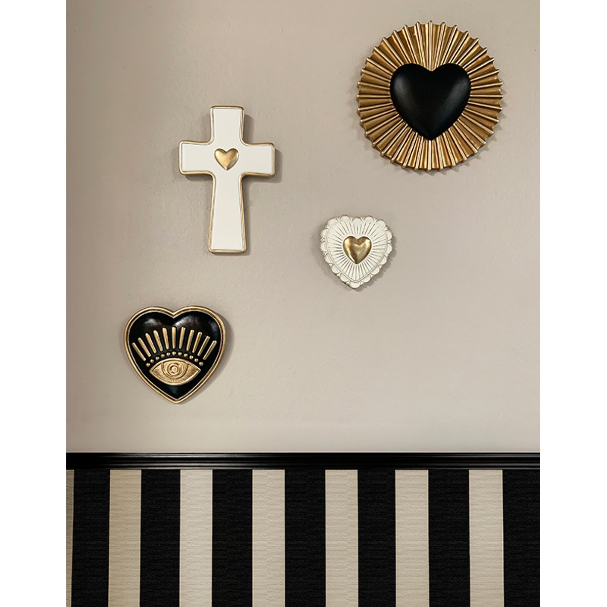 Déco murale coeur soleil 15.5cm noir, EMDE