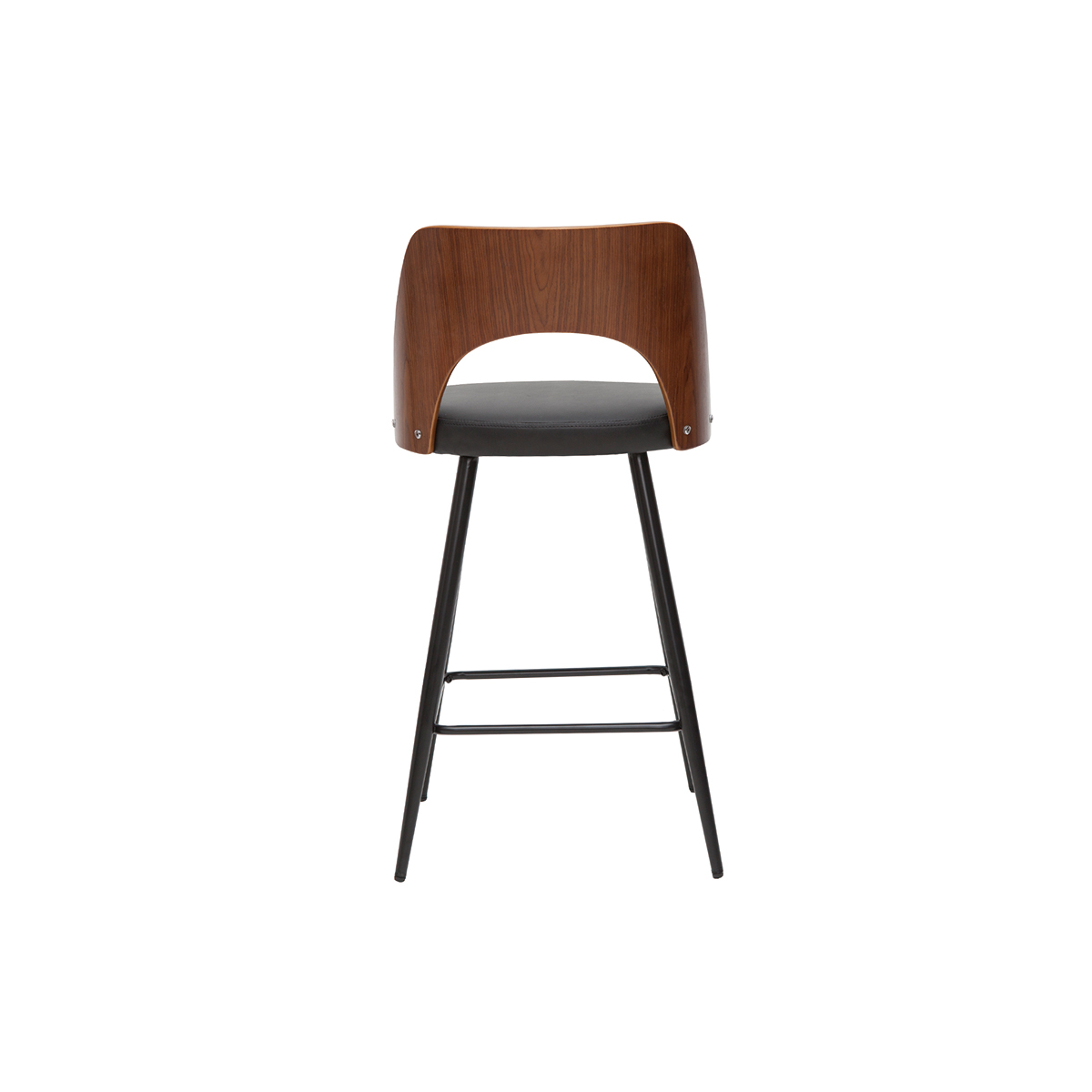 Tabourets de bar design H66.5 (lot de 2) FALCOM noyer / noir, MILIBOO