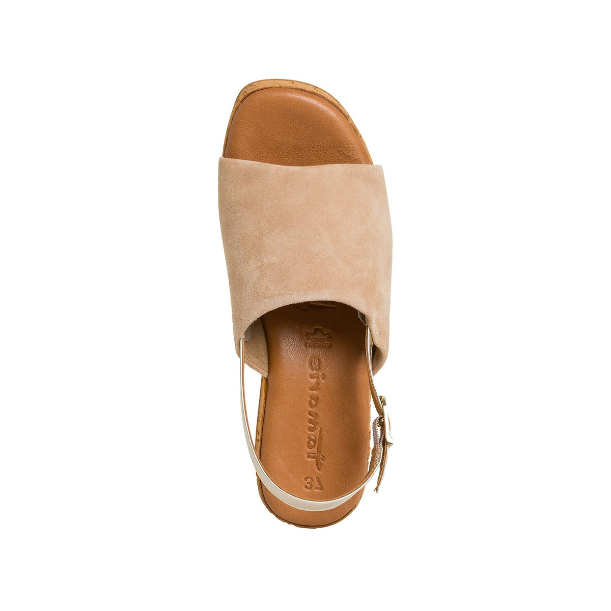 Sandales compensées en liège beige, TAMARIS