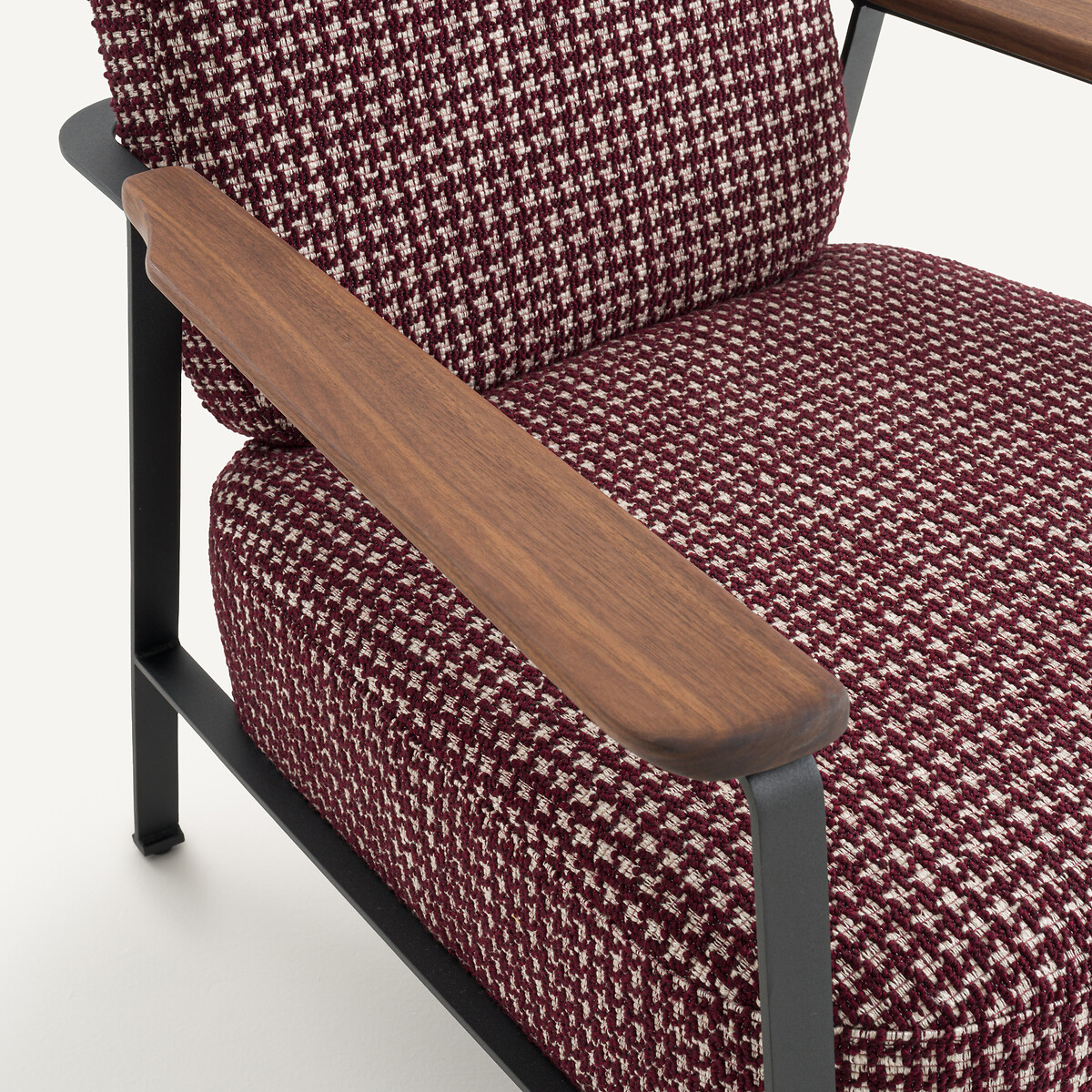 Fauteuil en métal et imprimé jacquard, ABRAXAS lie de vin, AM.PM
