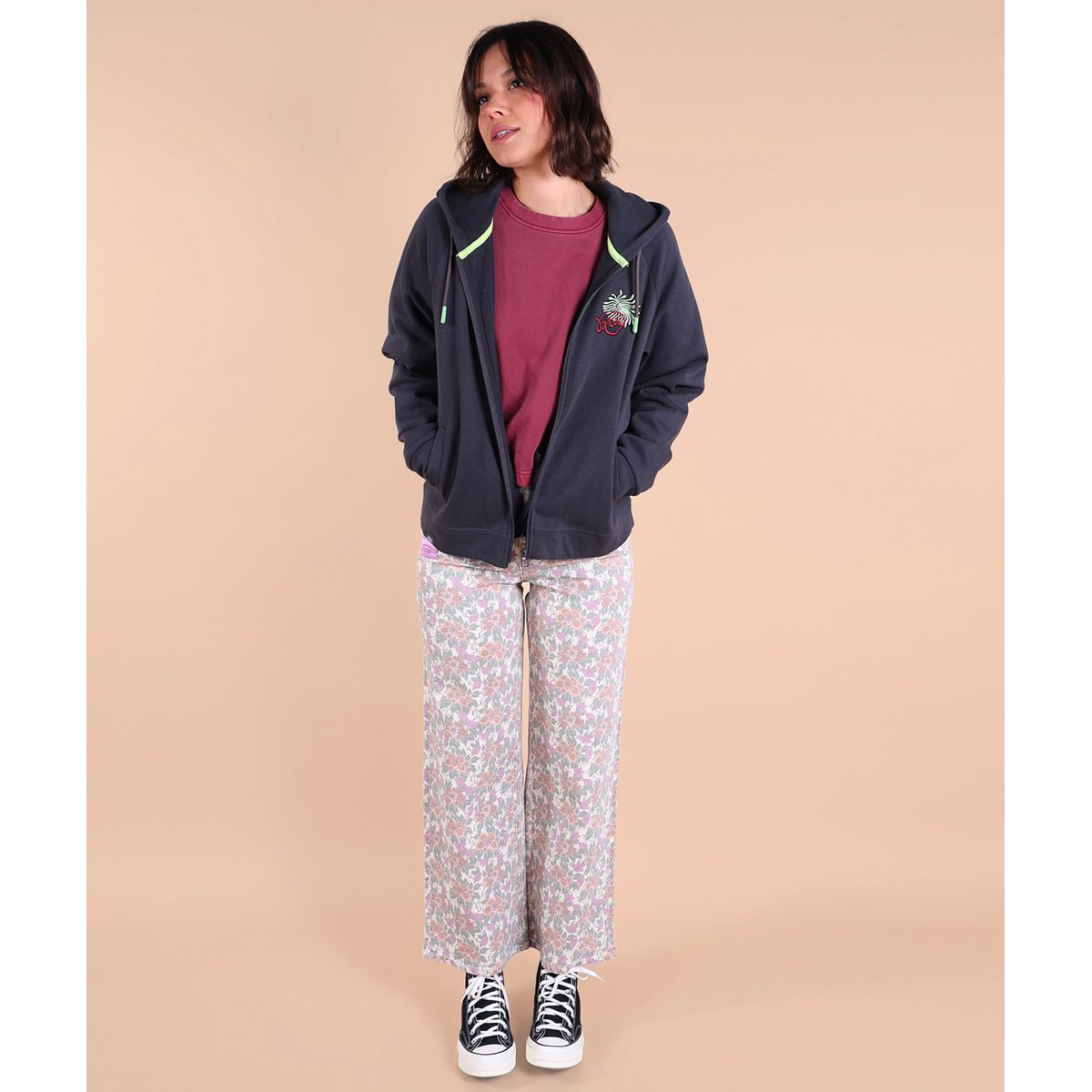 Veste hoodie uni brodérie cur SIMOLIS graphite, OXBOW