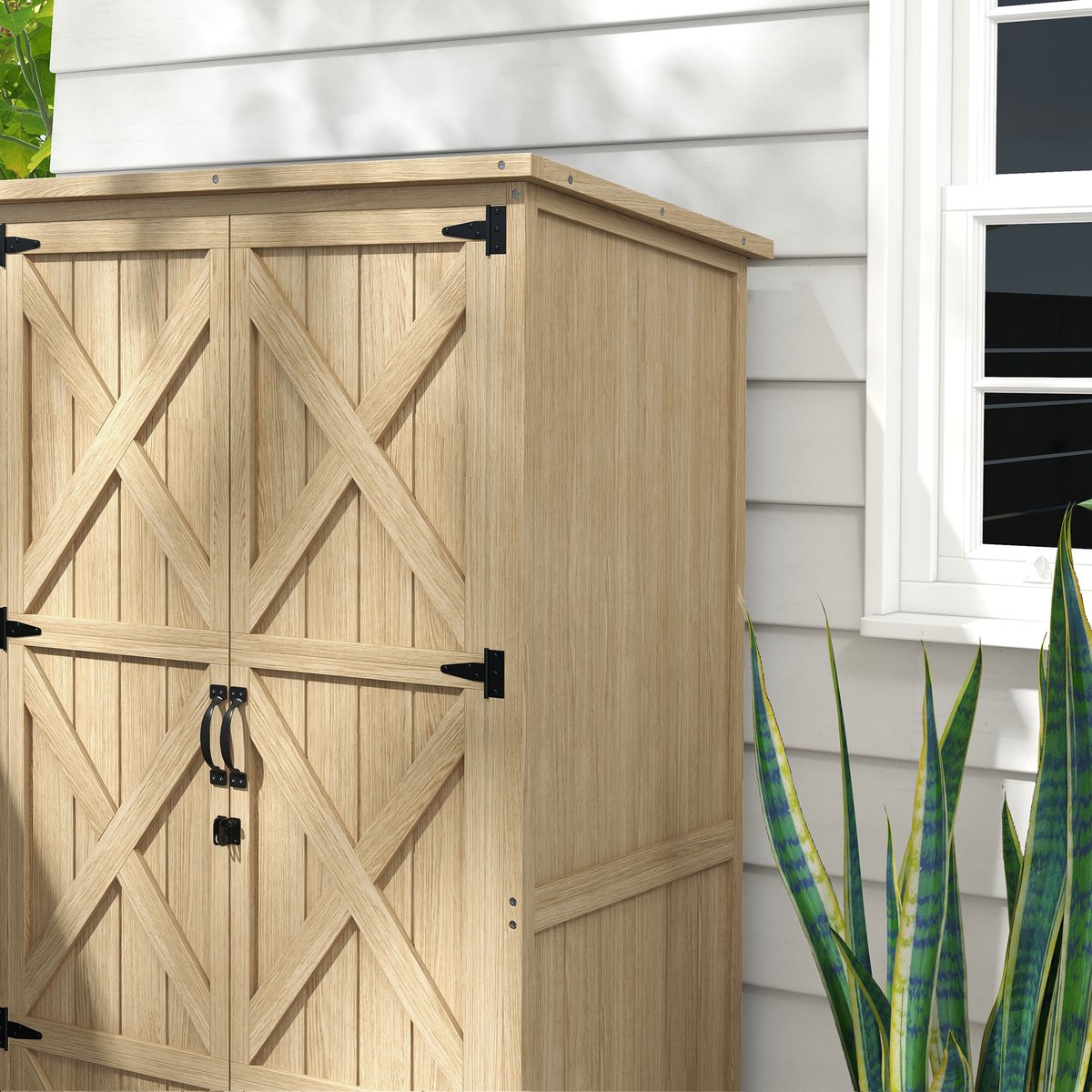 Abri de jardin Bois de sapin Bois naturel beige, OUTSUNNY