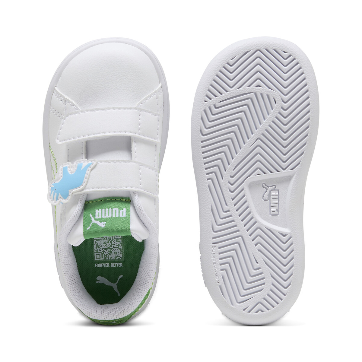 Baskets à scratchs SMASH 3.0 DINO V blanc/vert, PUMA