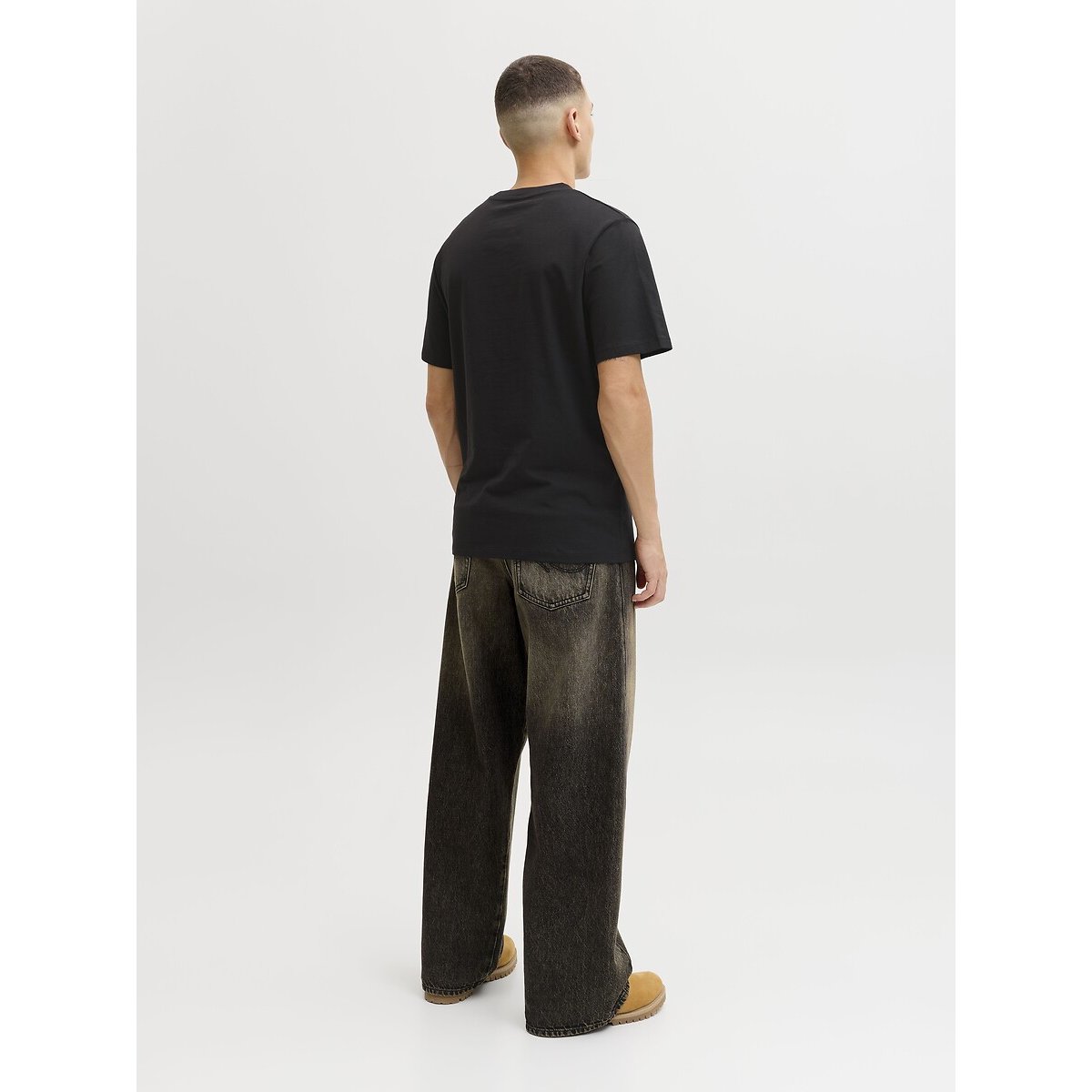 T-shirt manches courtes, logo imprimé noir, JACK & JONES