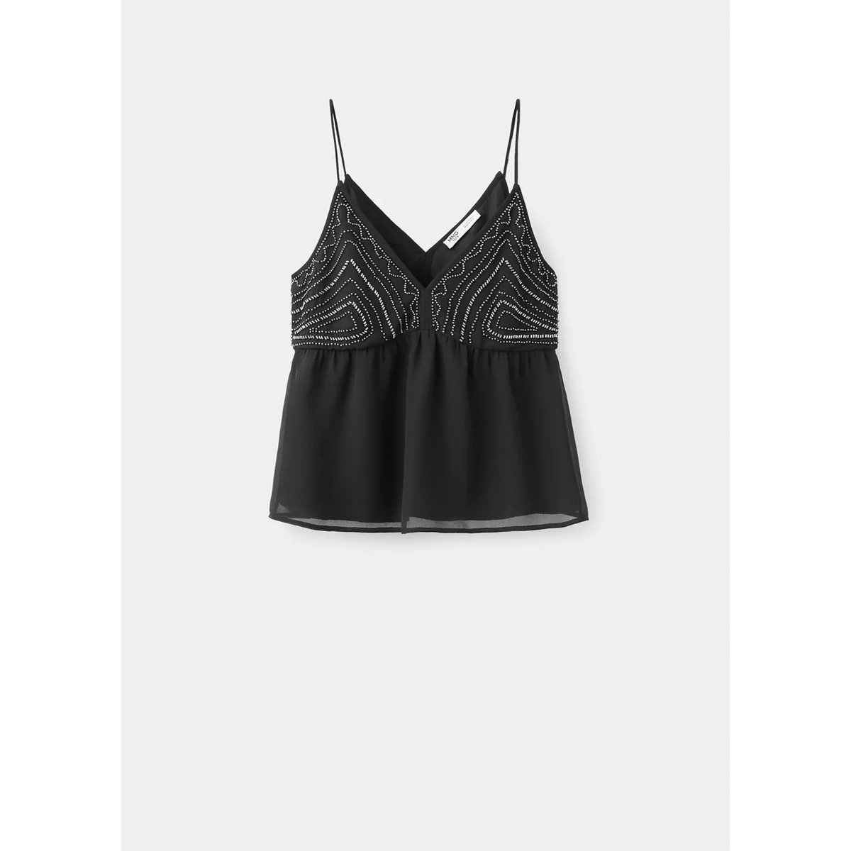 Top bretelles détail perles noir, MANGO TEEN