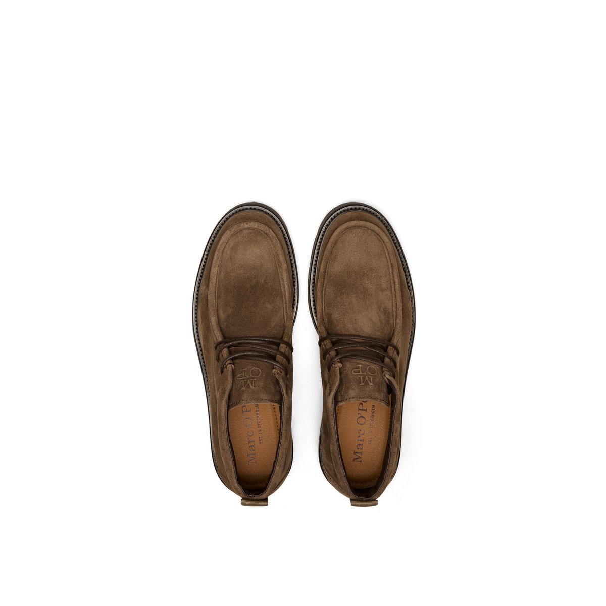 Bottes à lacets, modèle Phil en cuir velours souple marron, MARC O'POLO