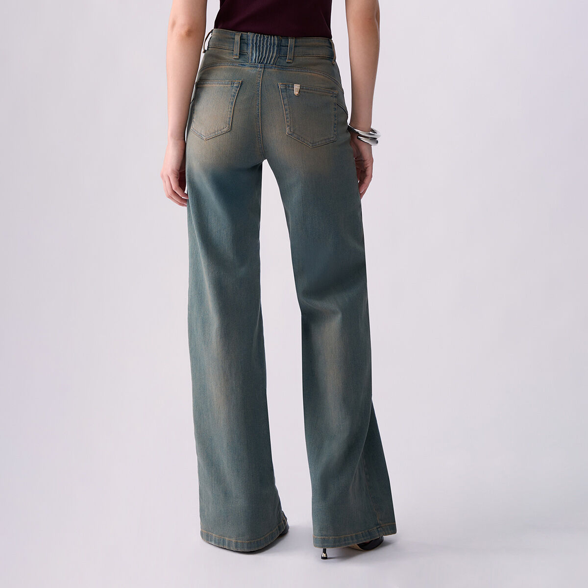 Jean flare avec poches passepoilées denim bleu, LIU JO