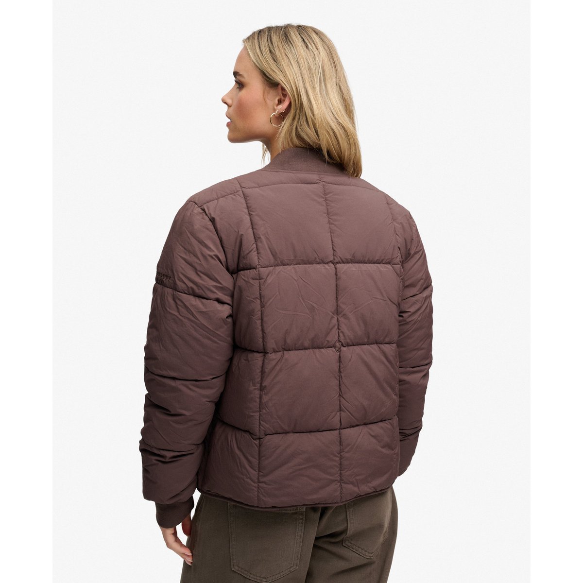 Veste Matelassée Large Box marron grain de café, SUPERDRY