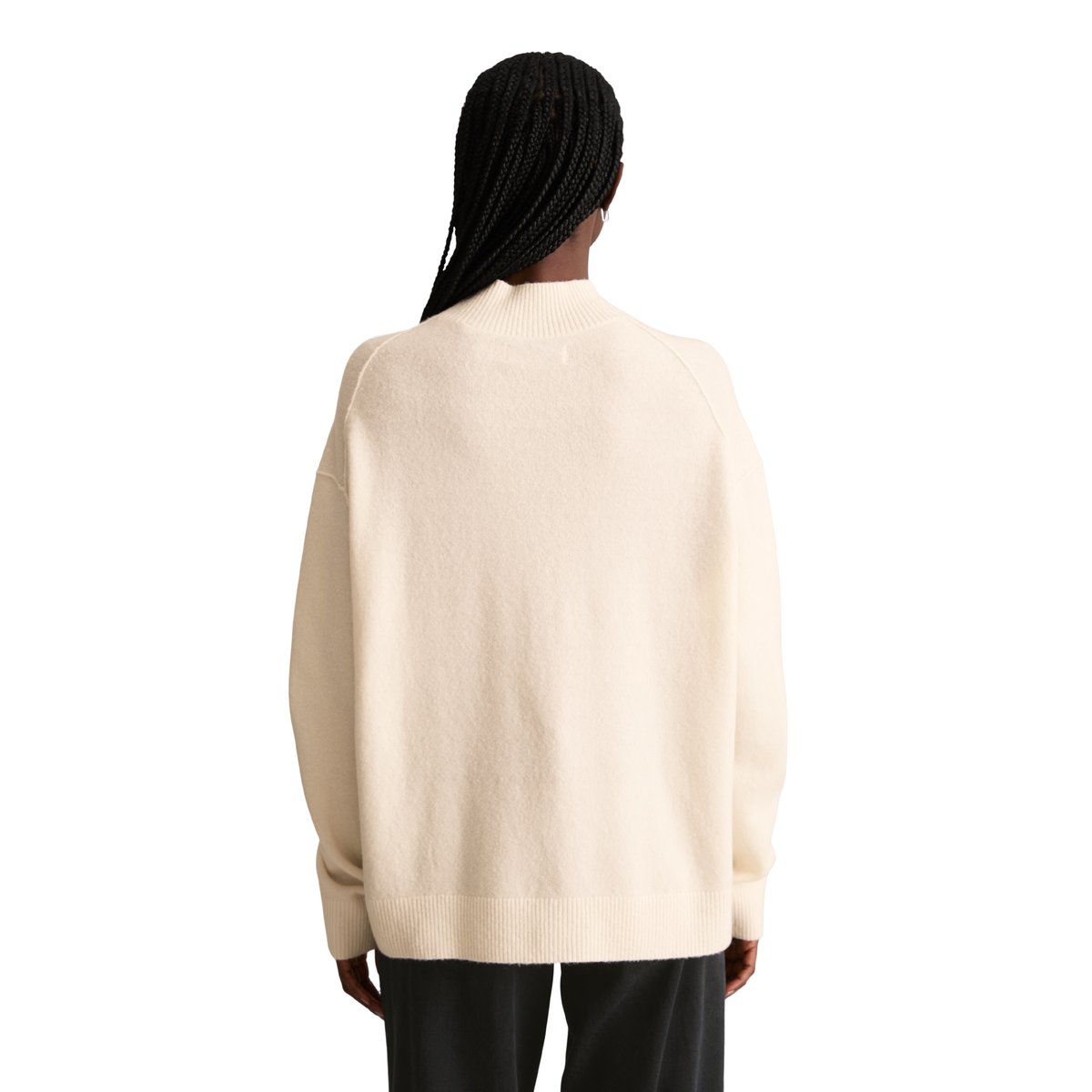 Pull en tricot regular en doux mélange de laine vierge blanc naturel, MARC O’POLO DENIM