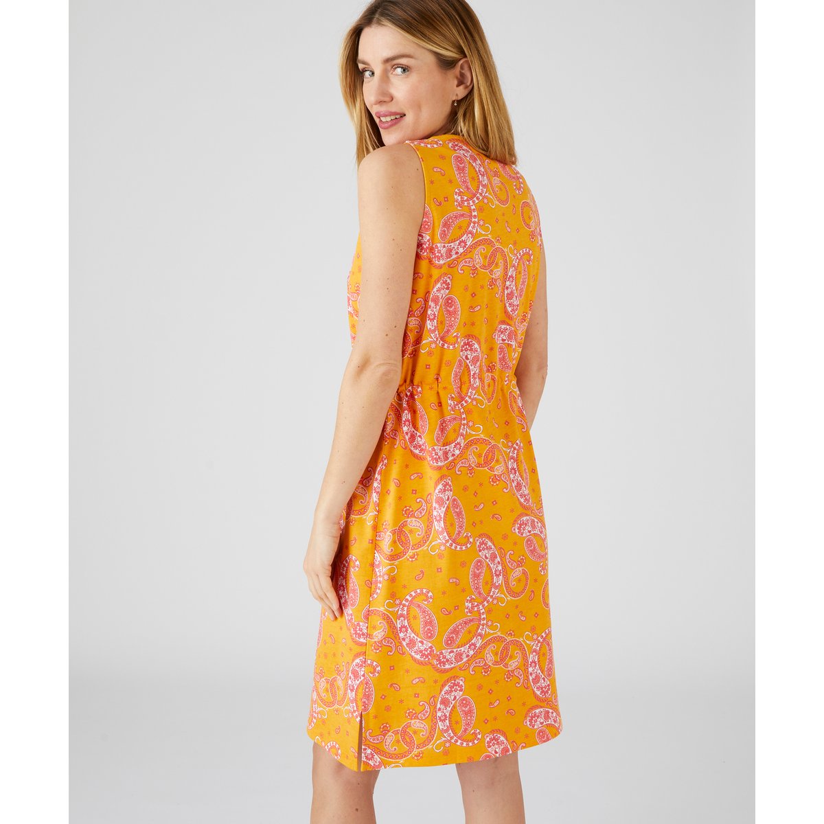 Chemise de nuit maille jersey coton peigné jaune imprimé, DAMART