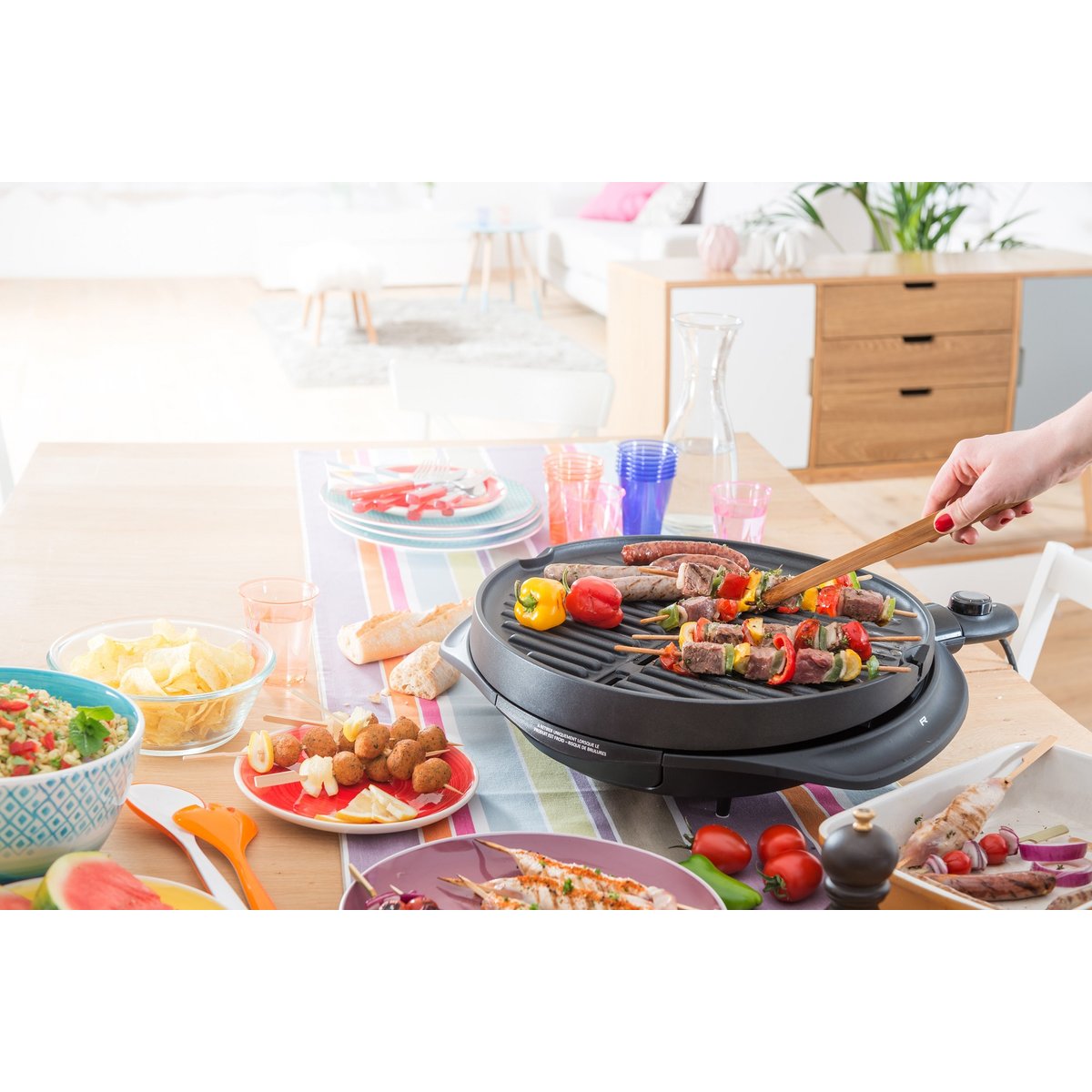 Barbecue électrique 2400W – Format 2-en-1 sur pieds ou de table gris, SENYA