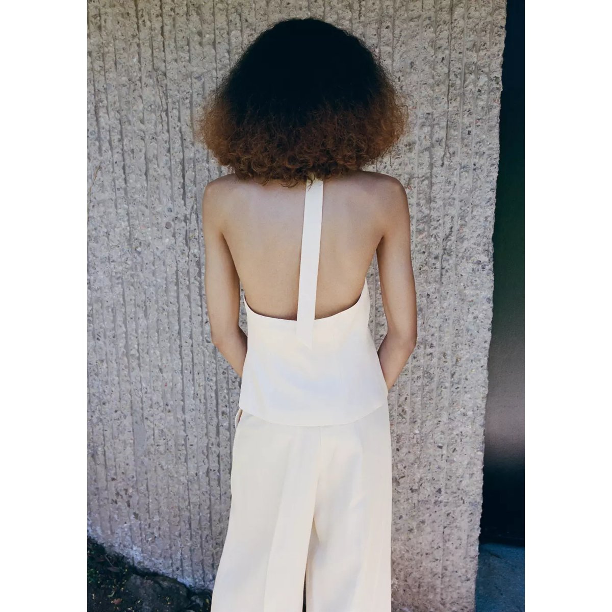 Gilet lin croisé écru, MANGO